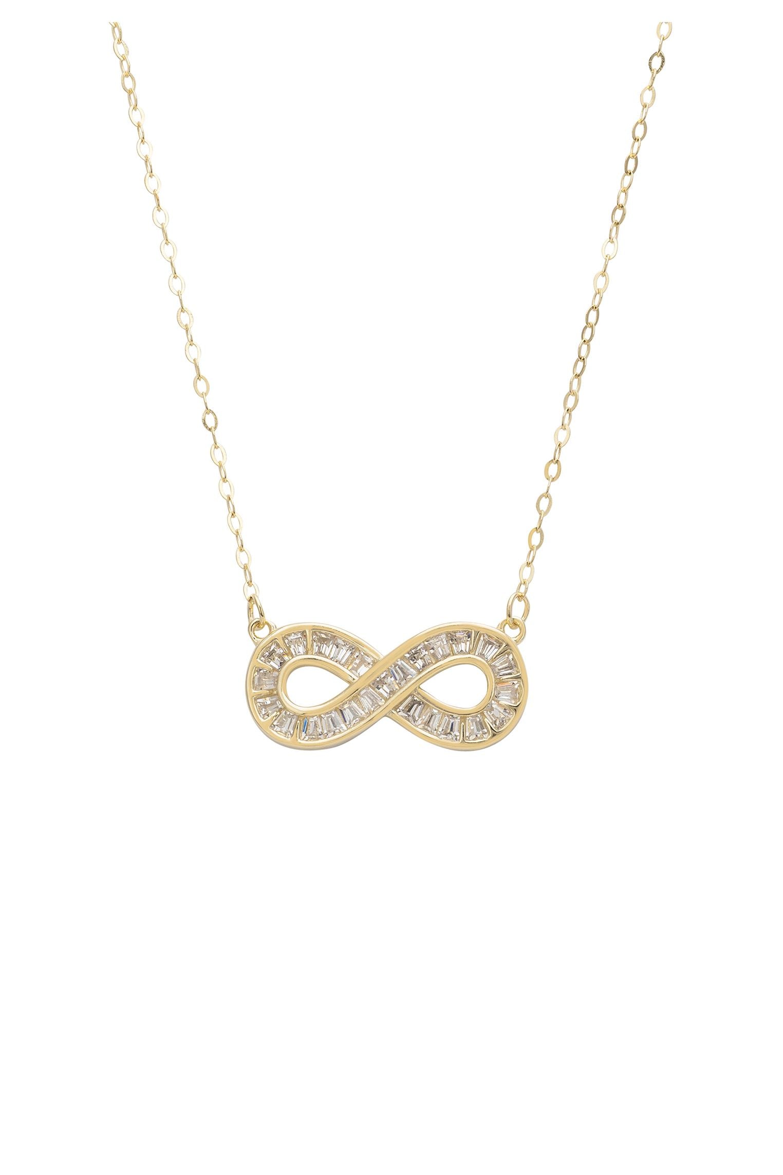 Infinity Baguette Necklace Gold