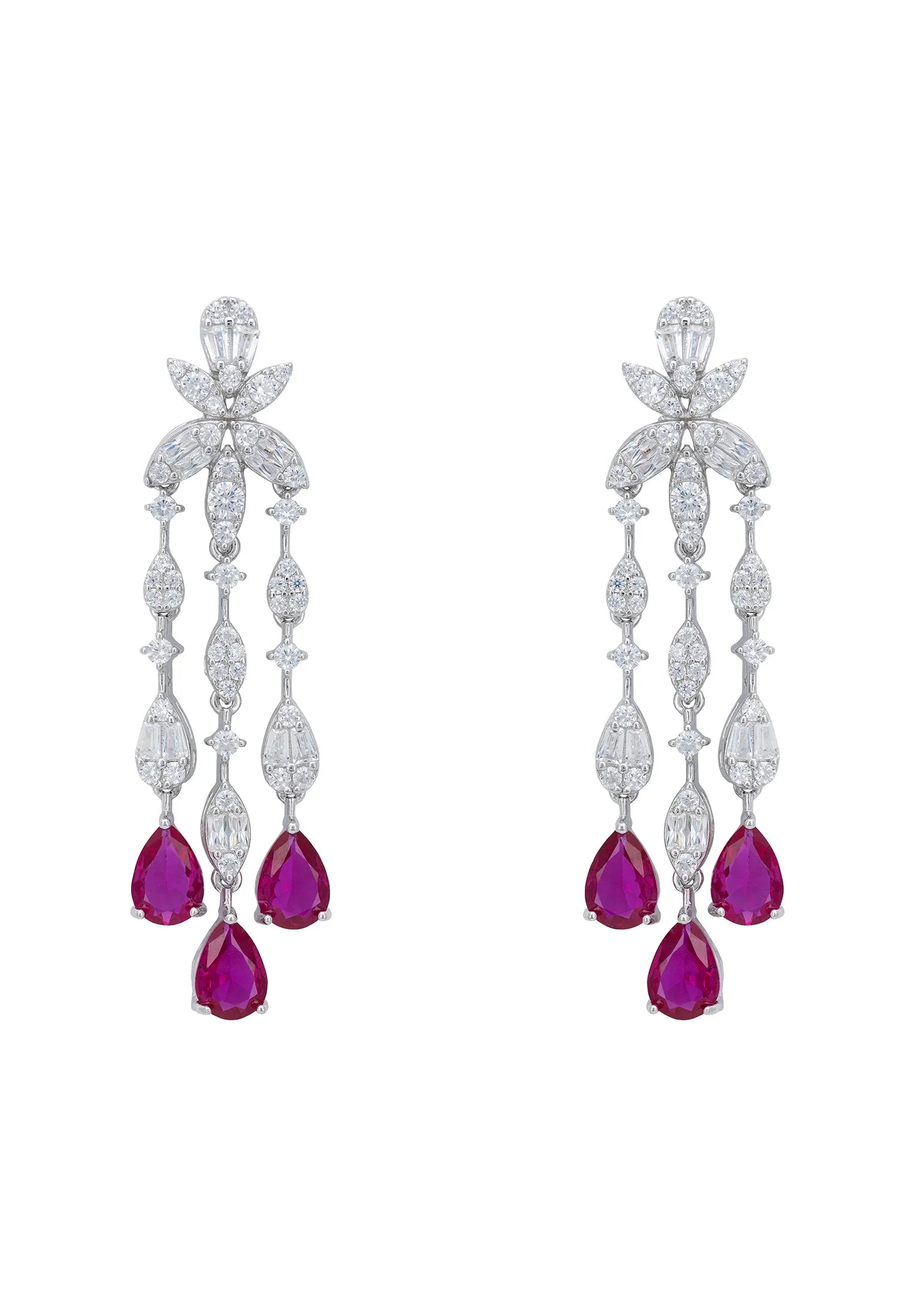 Ruby teardrops delicate diamond drop earrings.