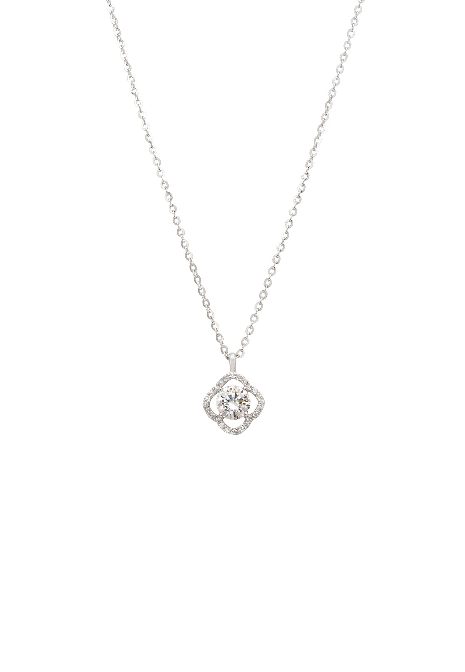 Floating Solitaire Moissanite Necklace Silver