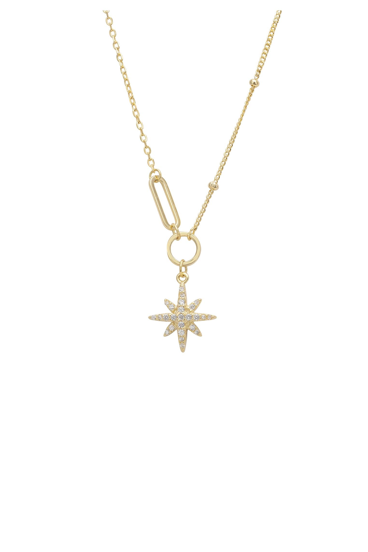 Lyra Starburst Pendant Necklace Gold