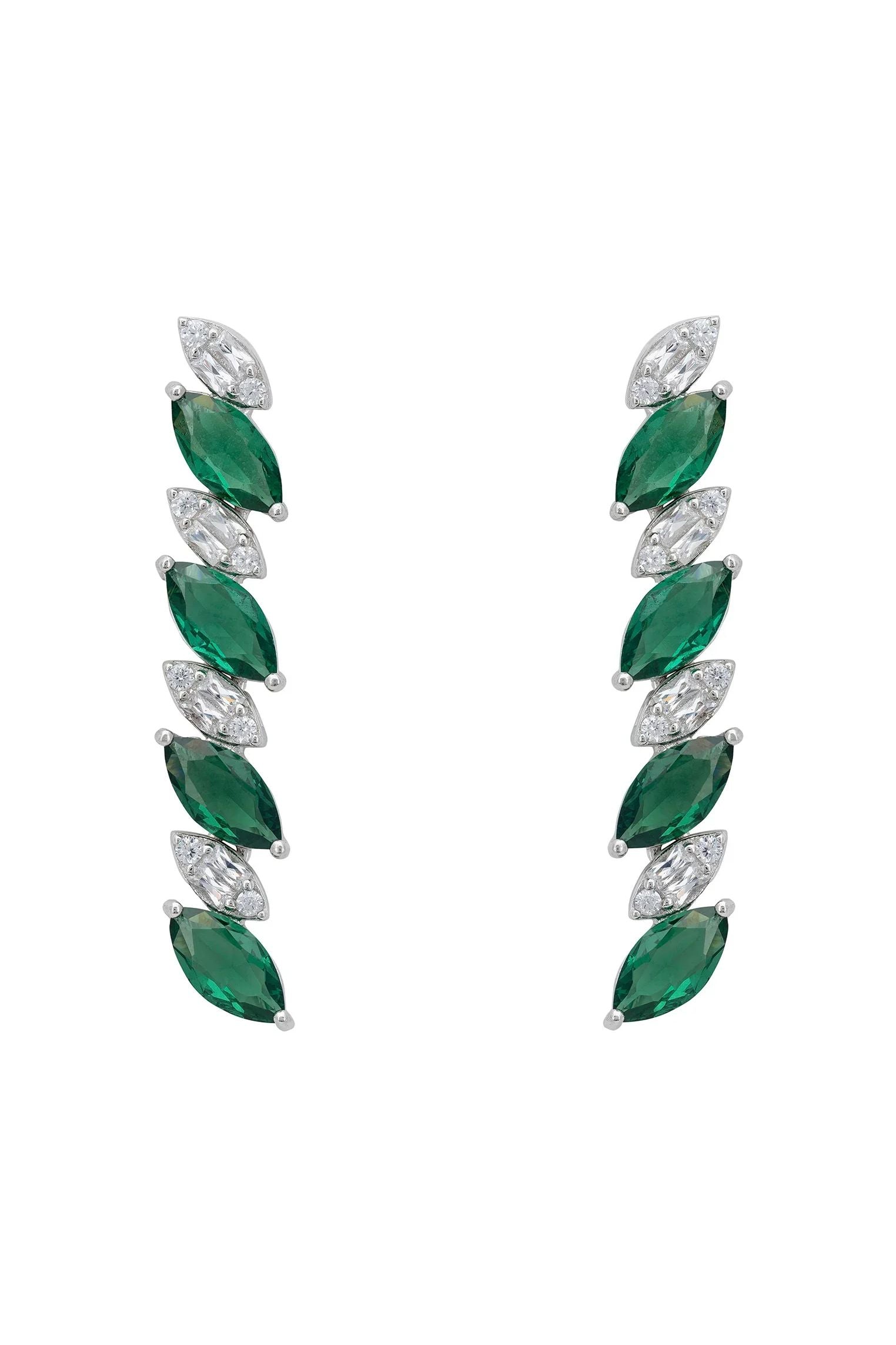 Emerald and diamond earrings.