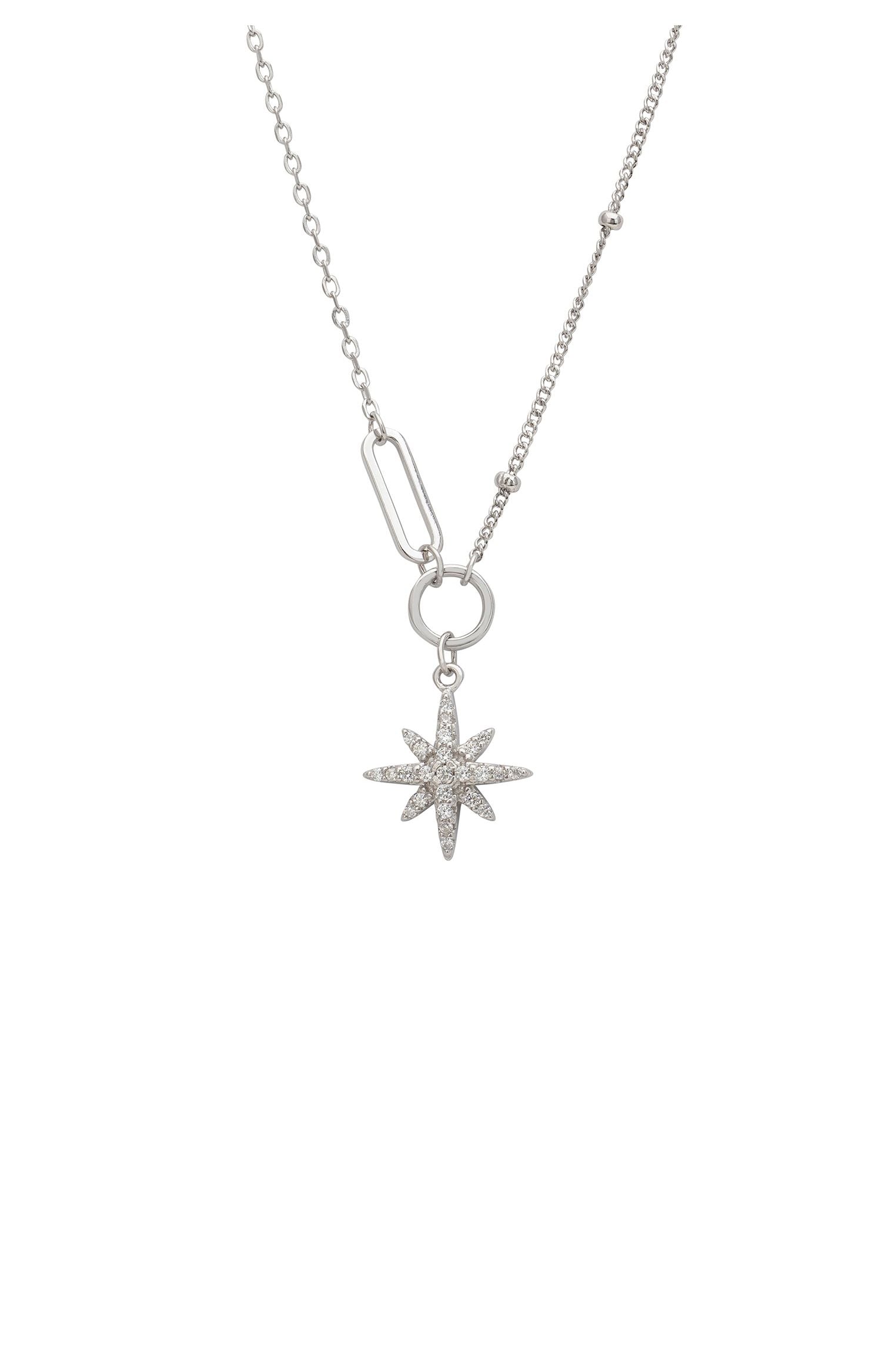 Lyra Starburst Pendant Necklace Silver