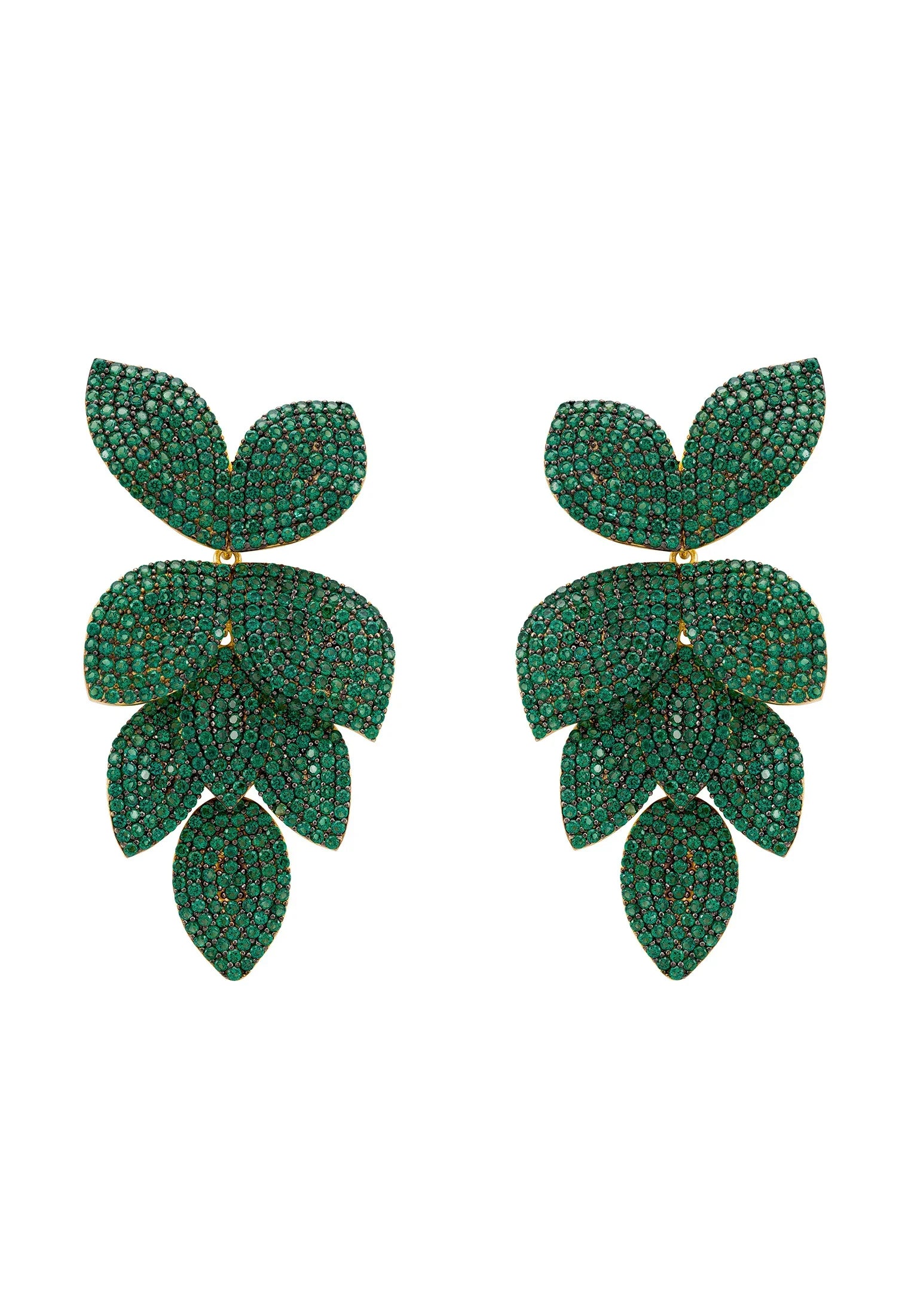 Green leaf earrings.