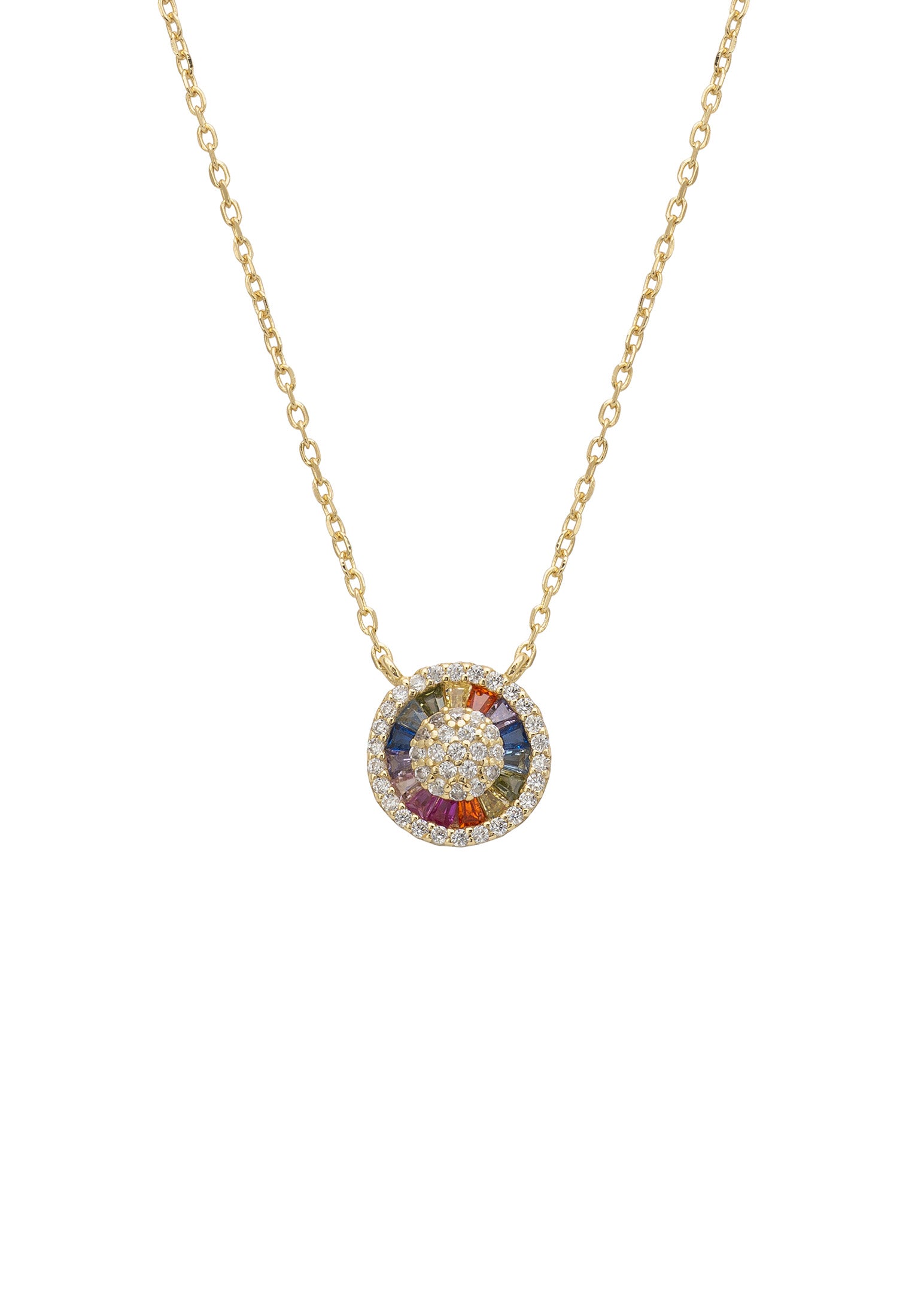Pocket Full Of Sunshine Rainbow Baguette Necklace Gold