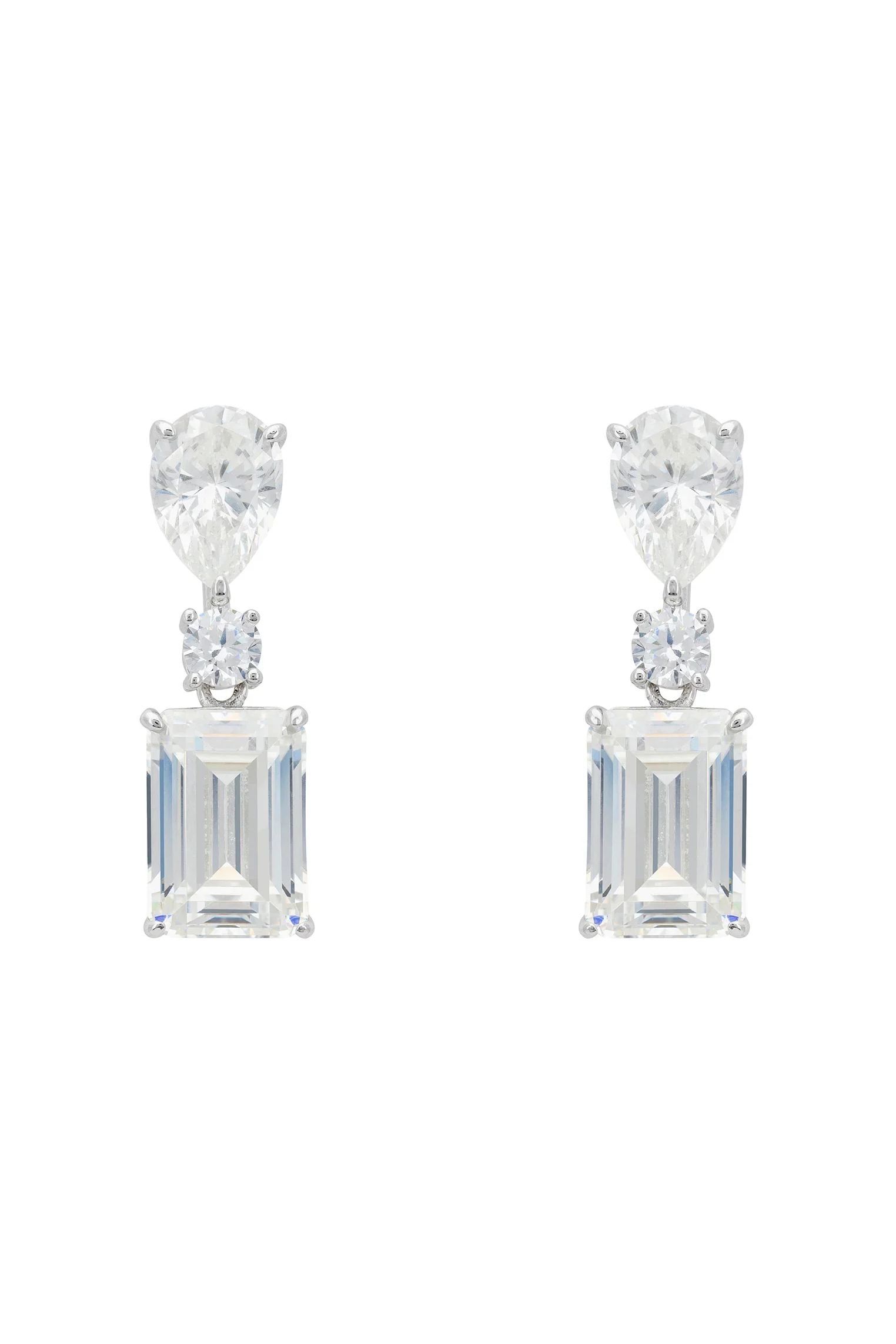 Rectangle diamond small drop earrings.