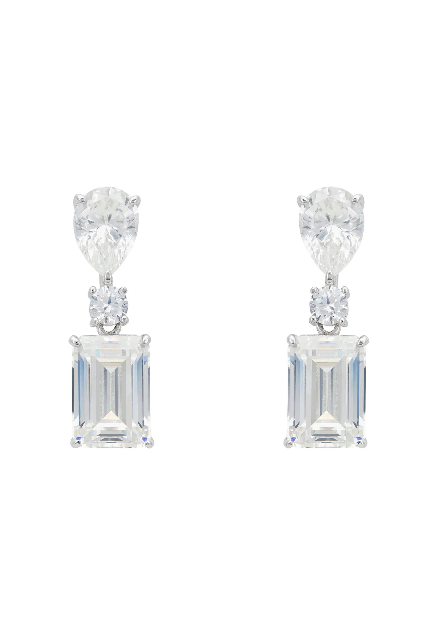 Rectangle diamond small drop earrings.