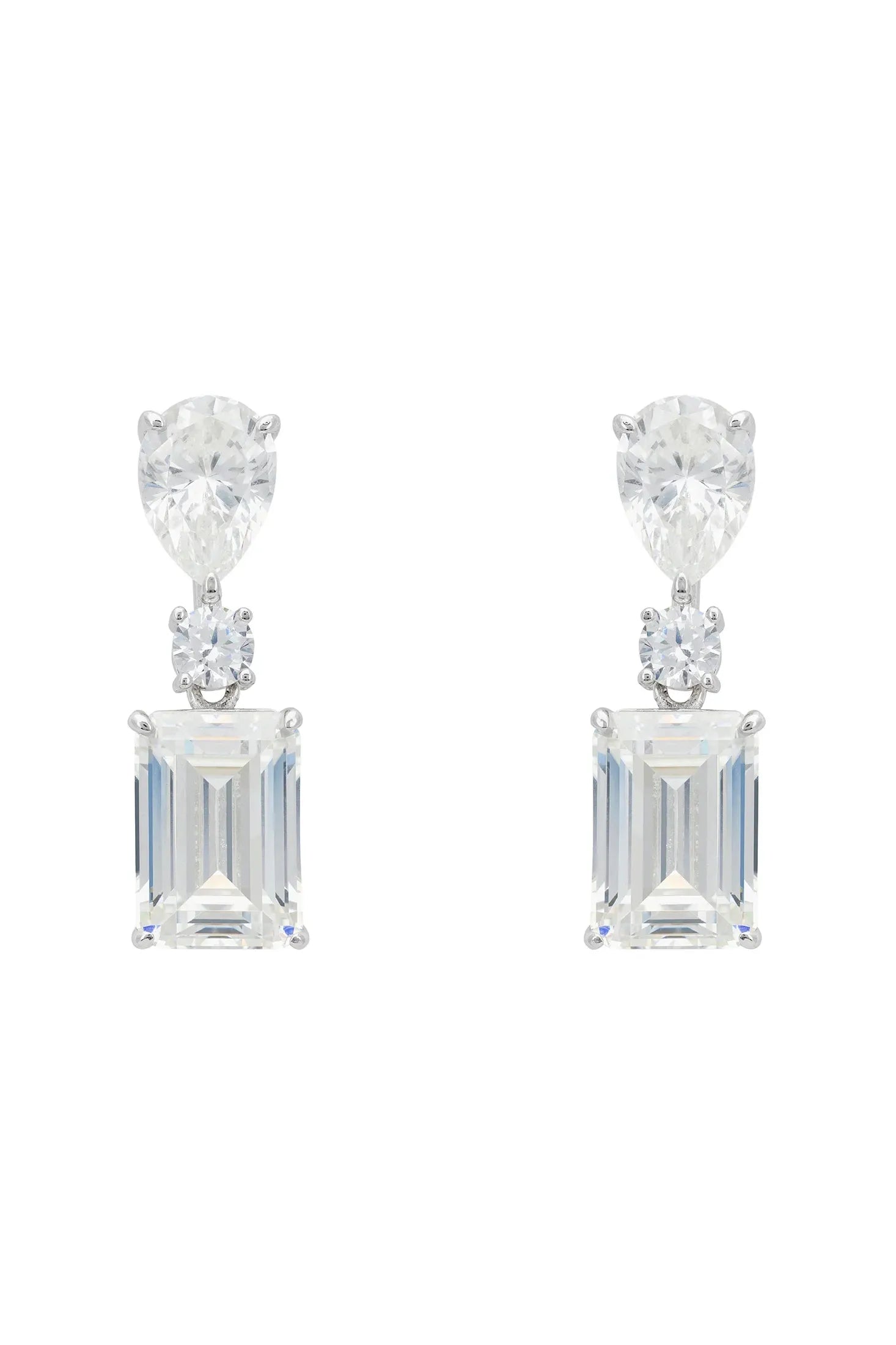 Rectangle diamond small drop earrings.