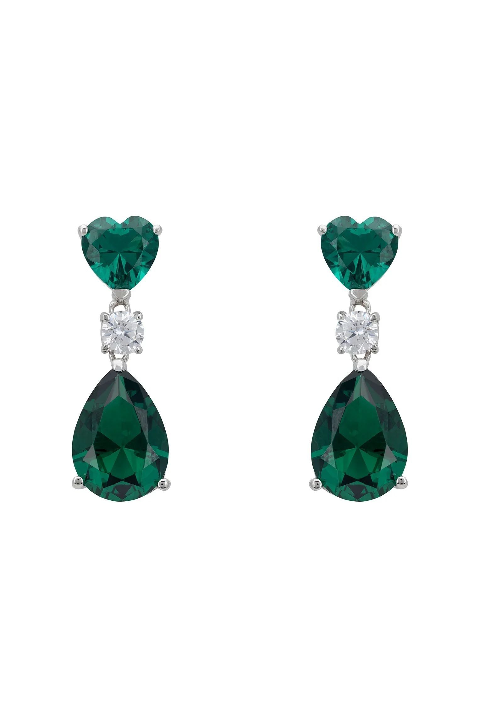 Emerald heart and teardrop earrings.