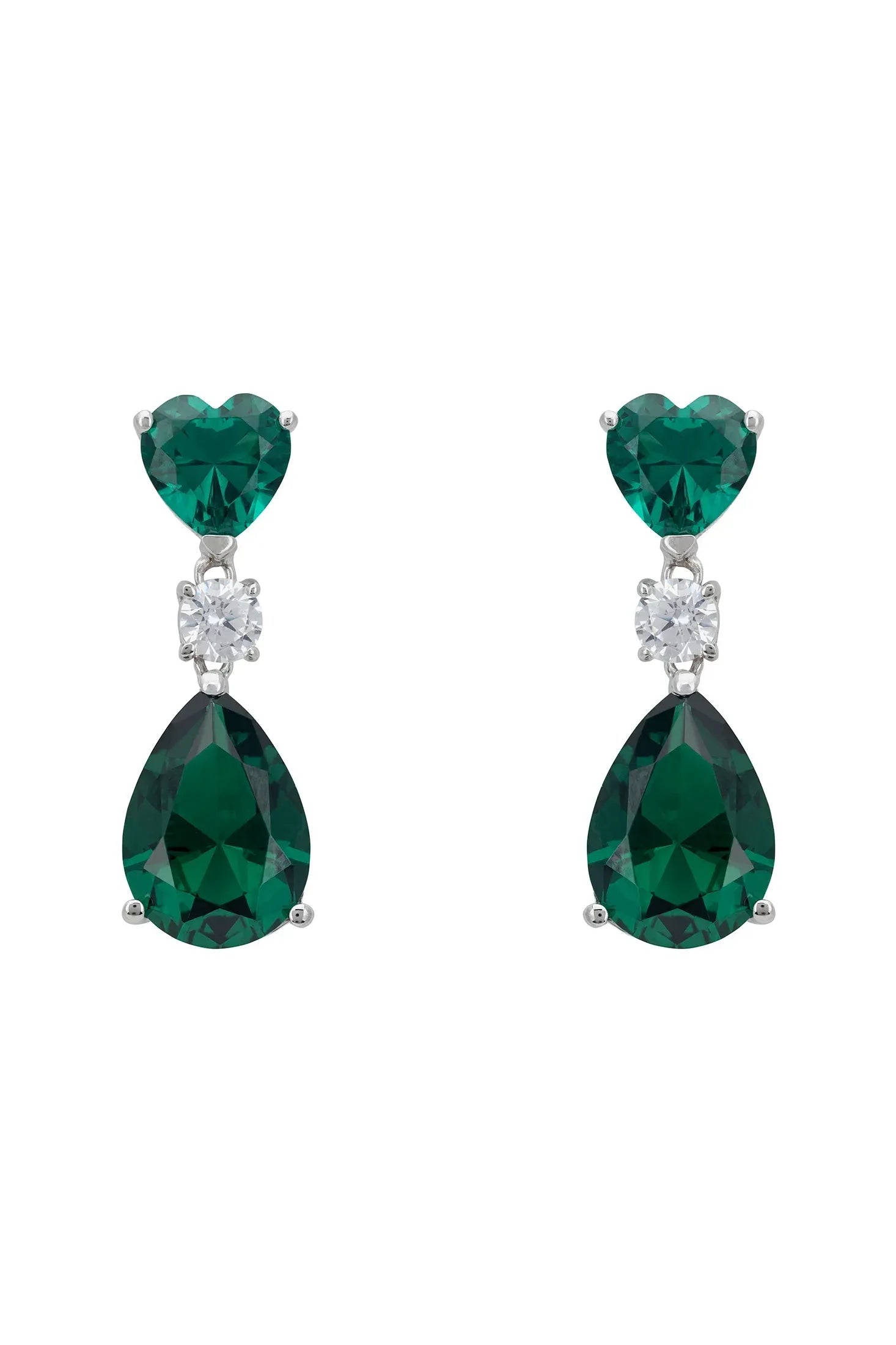 Emerald heart and teardrop earrings.