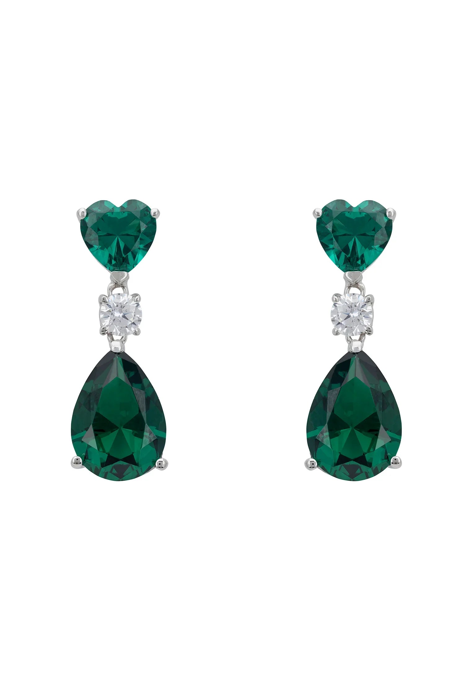 Emerald heart and teardrop earrings.