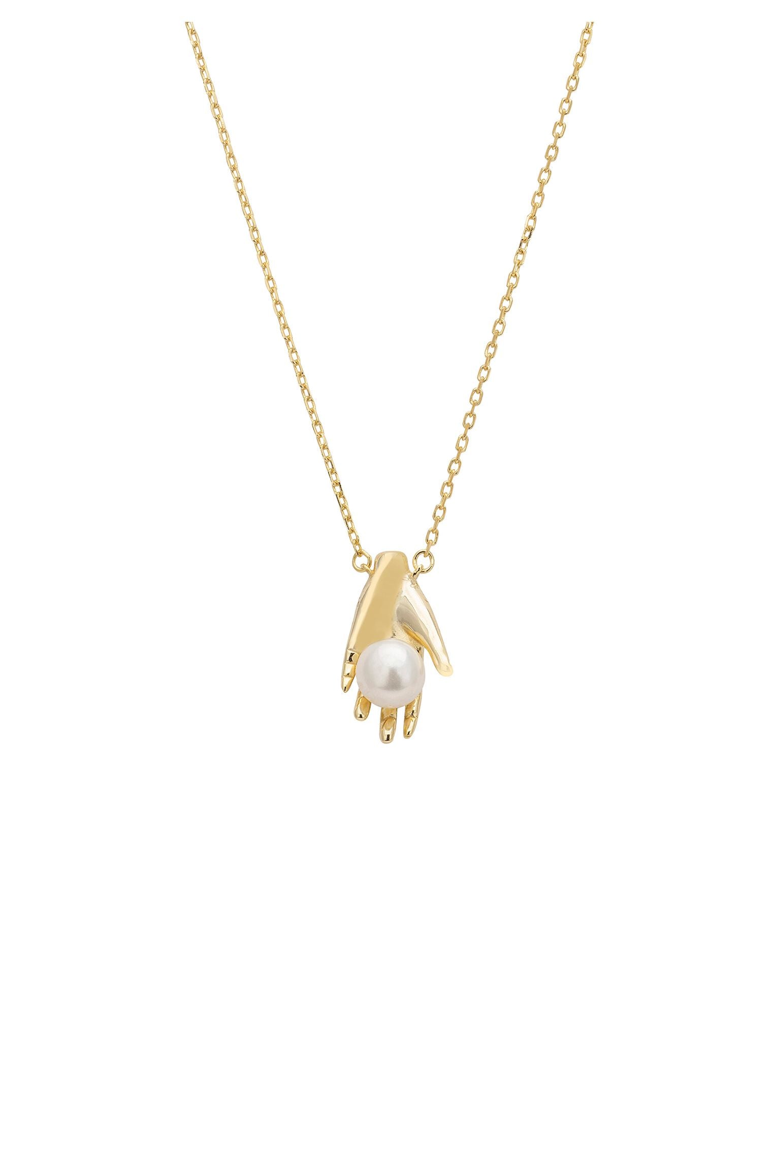 Hand Of Grace Pearl Necklace Gold