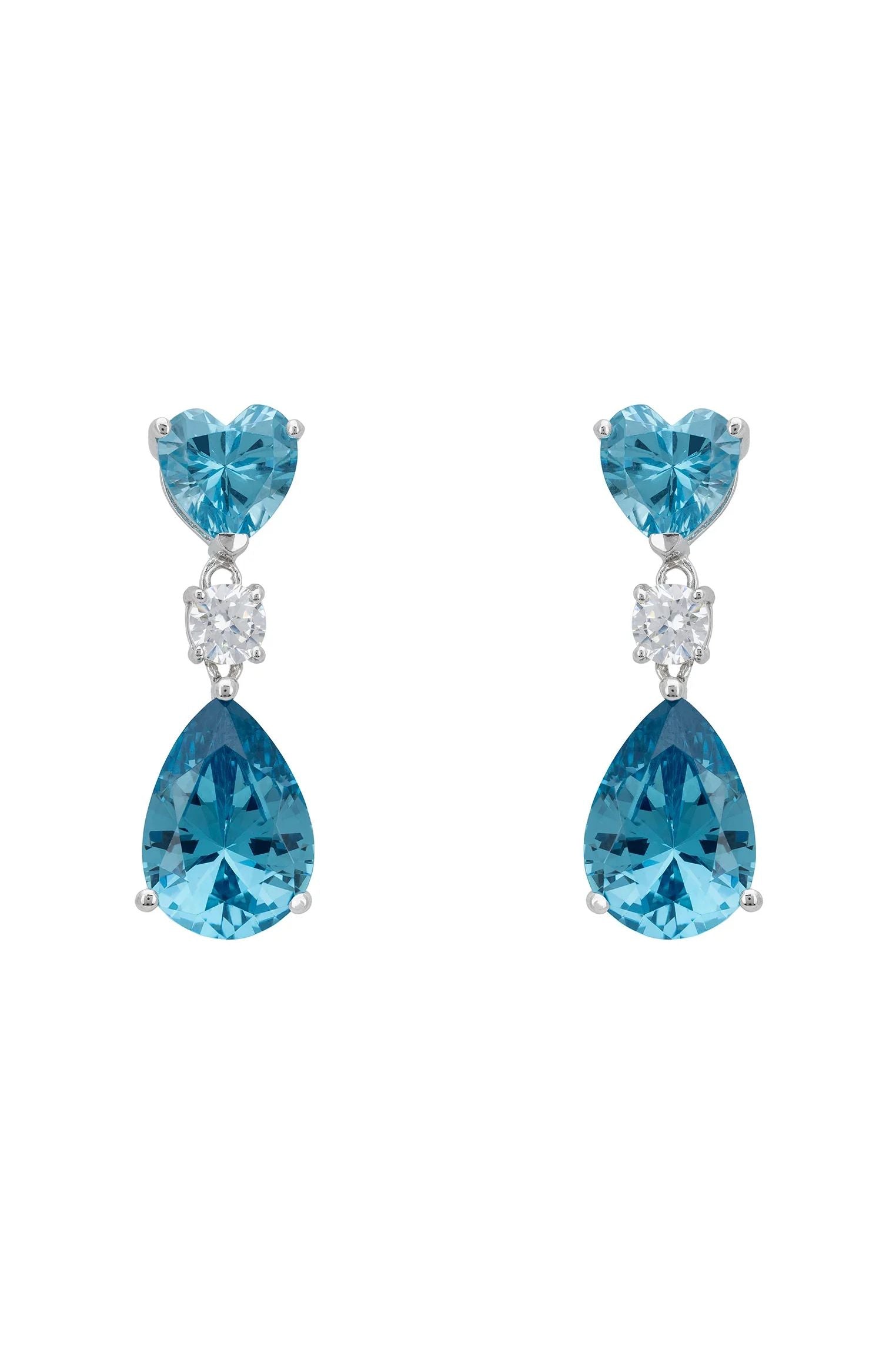 Aquamarine heart and teardrop earrings.