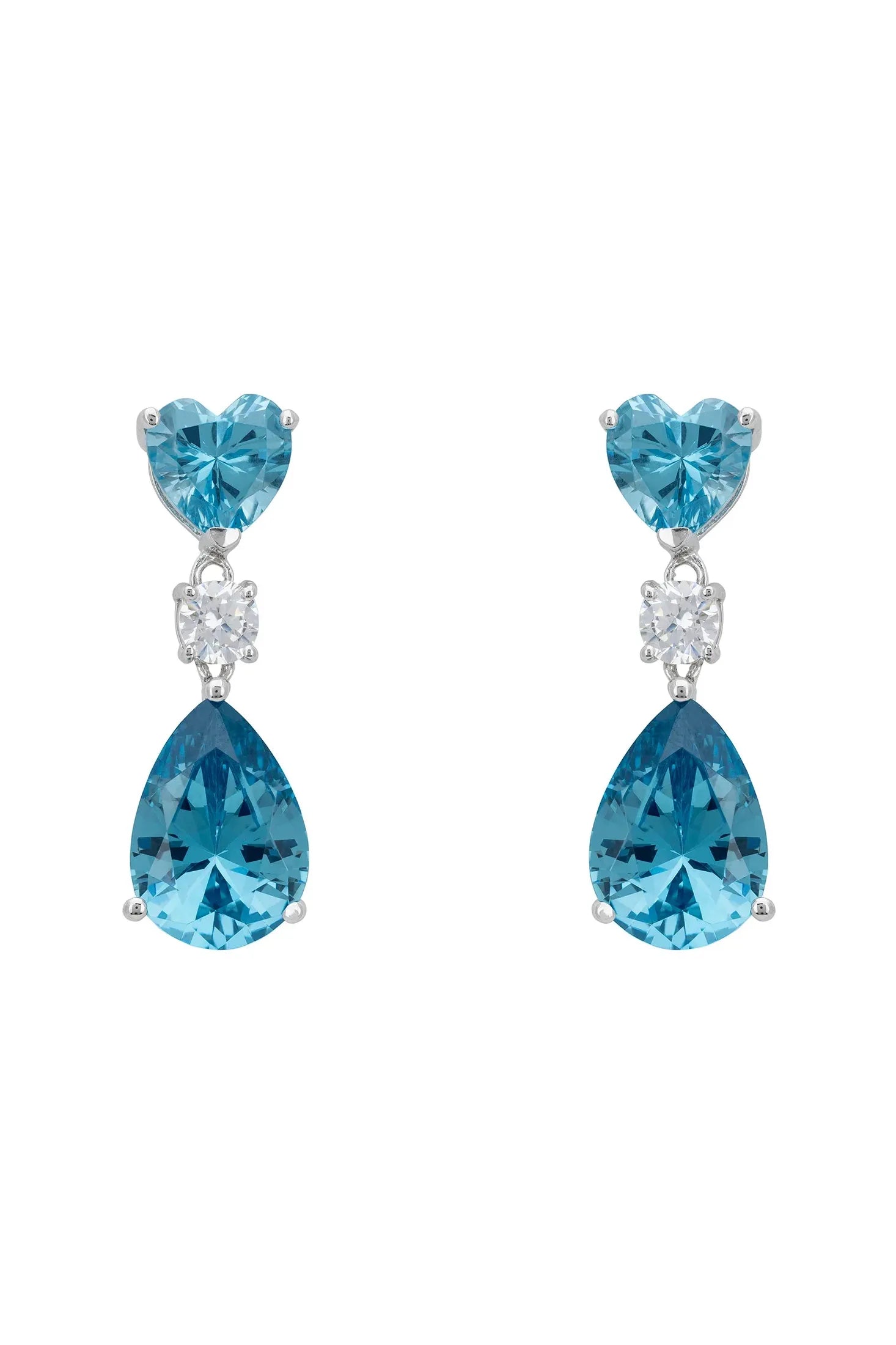 Aquamarine heart and teardrop earrings.