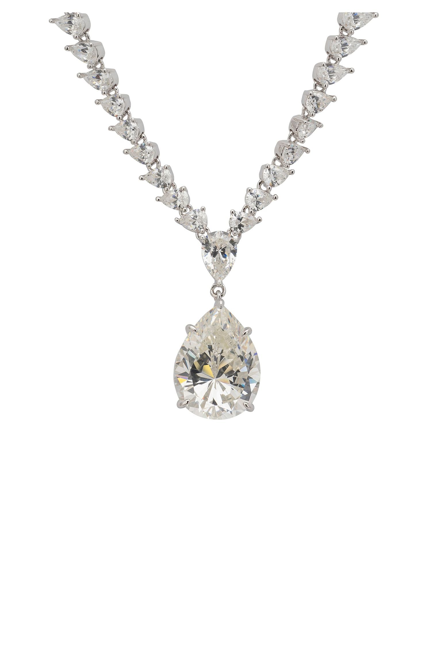 Pompadour Statement Necklace Moissanite Silver