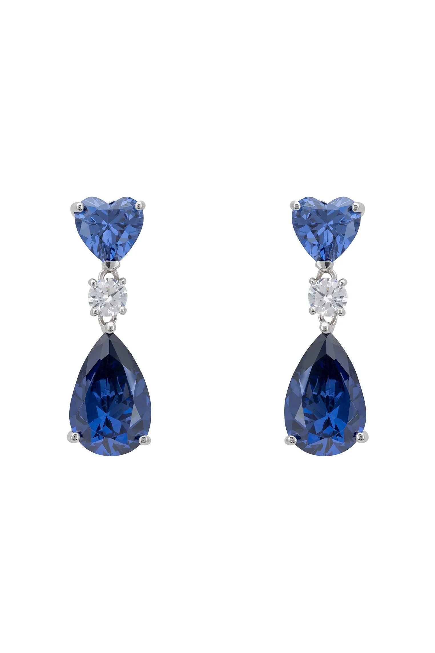 Sapphire heart and teardrop earrings.