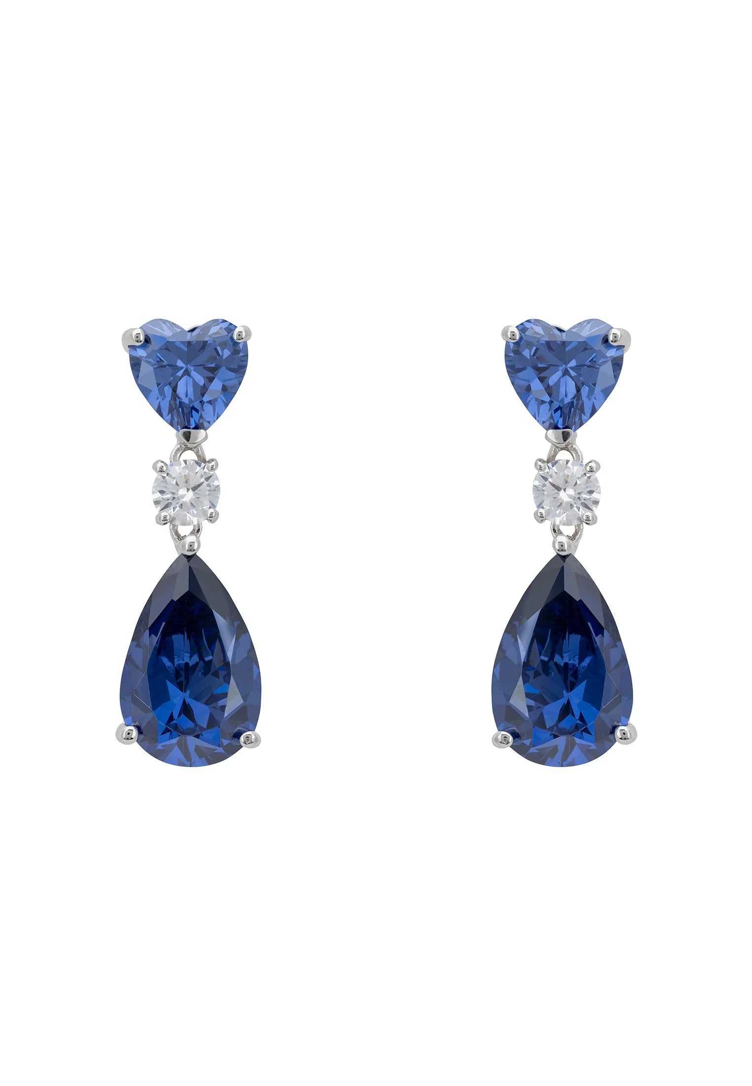 Sapphire heart and teardrop earrings.