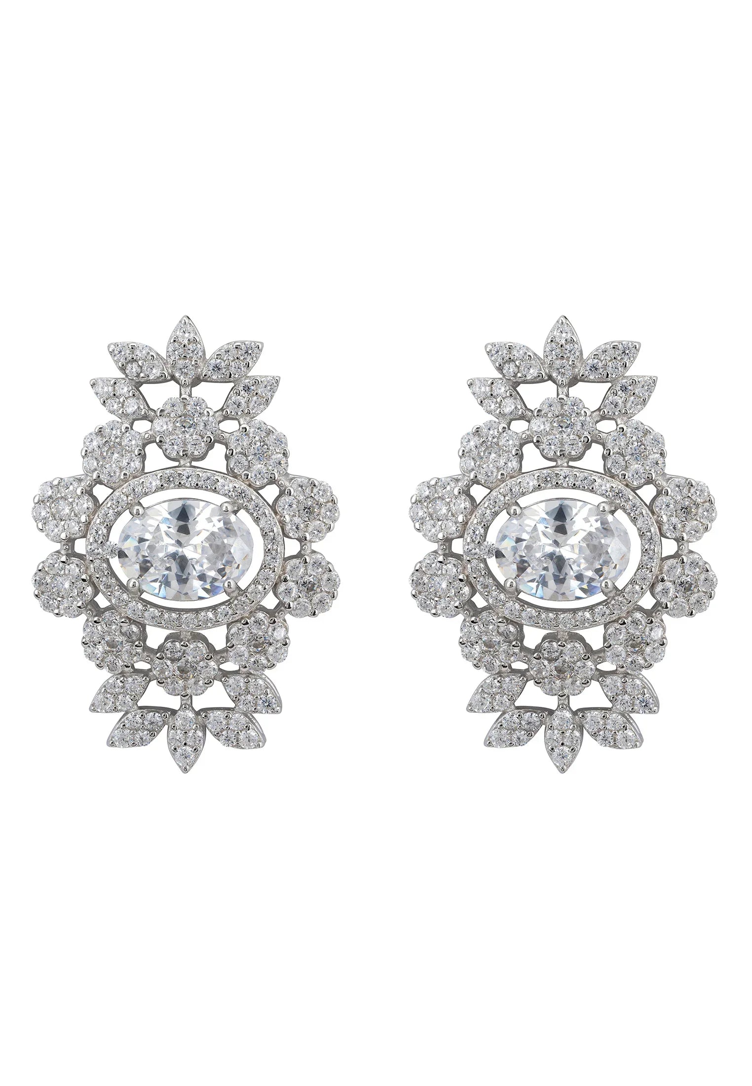 Floral diamond statement earrings.