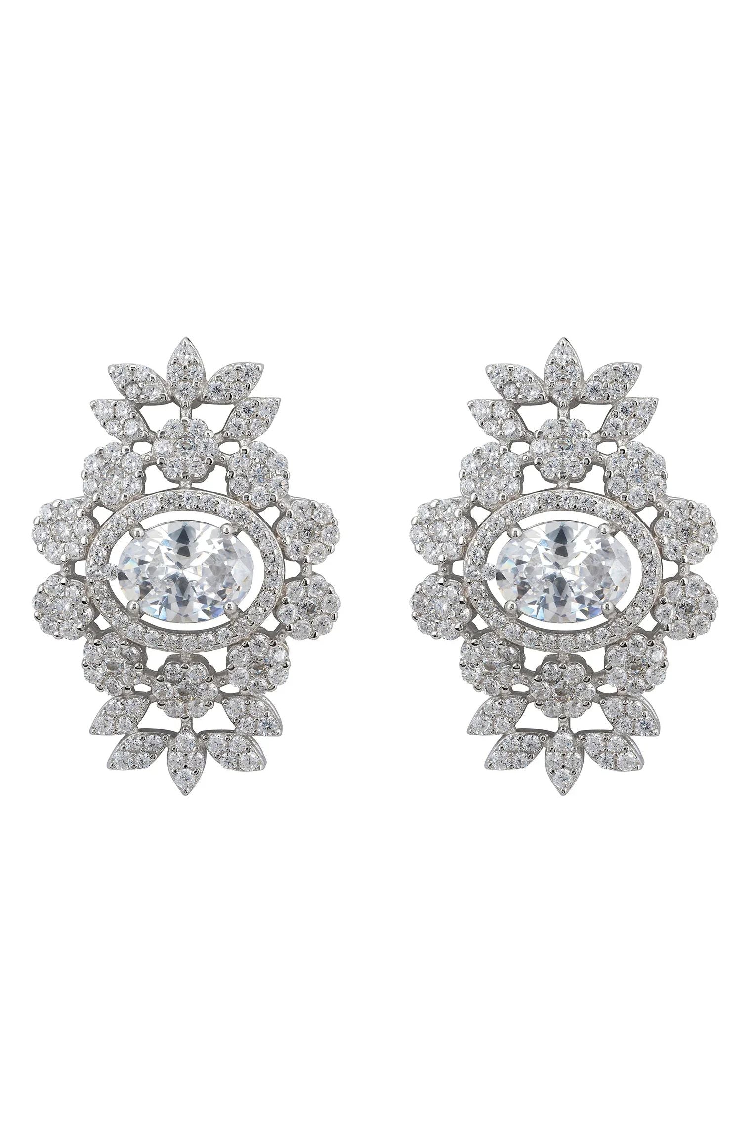 Floral diamond statement earrings.
