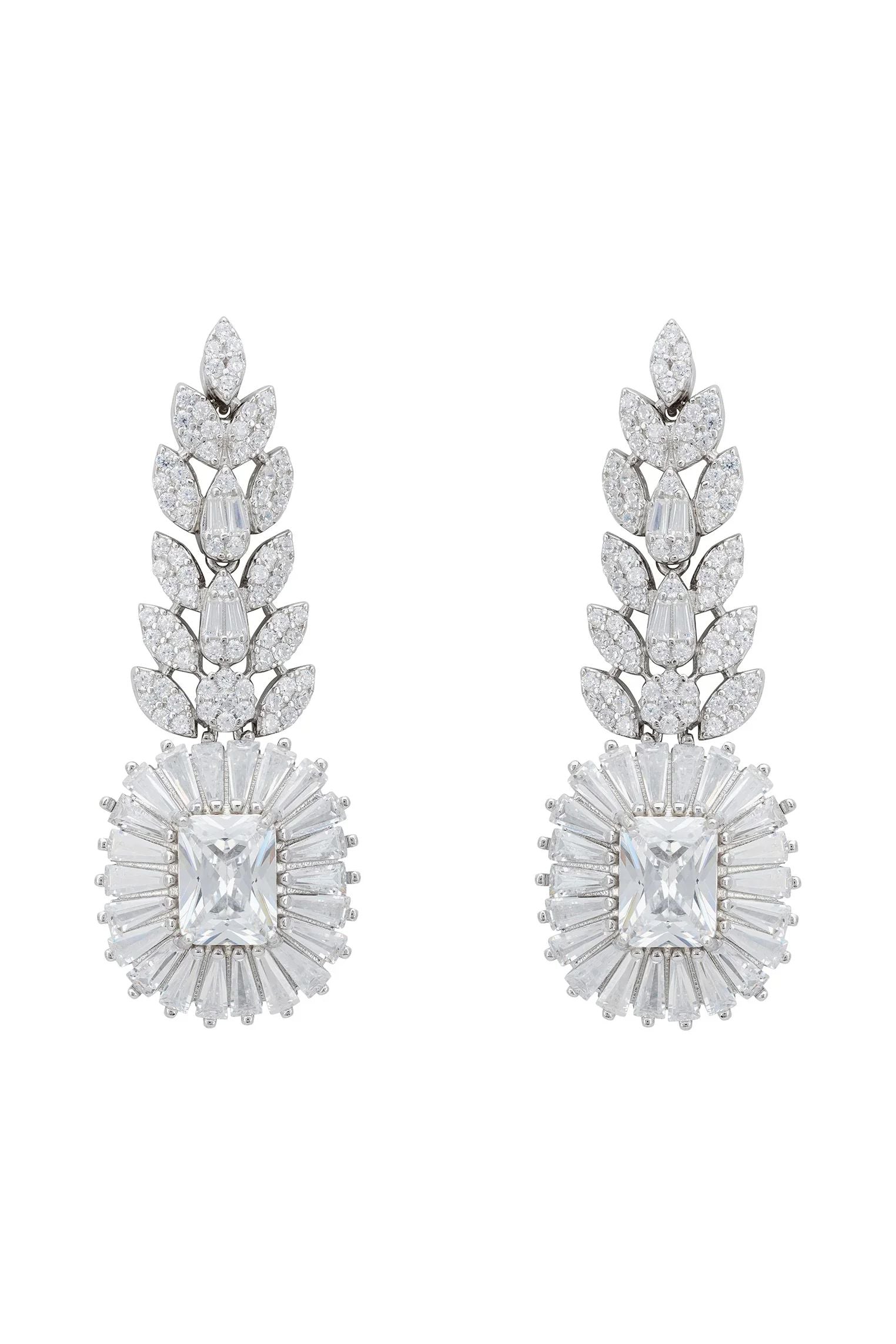 Floral diamond drop earrings.