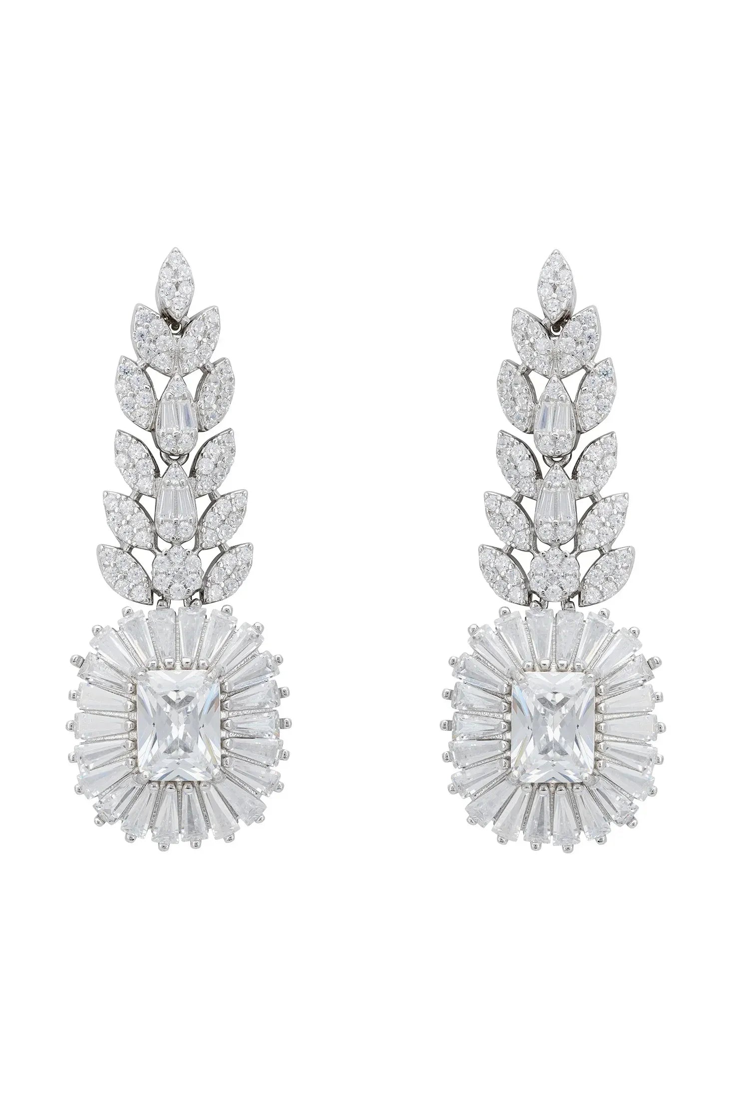 Floral diamond drop earrings.