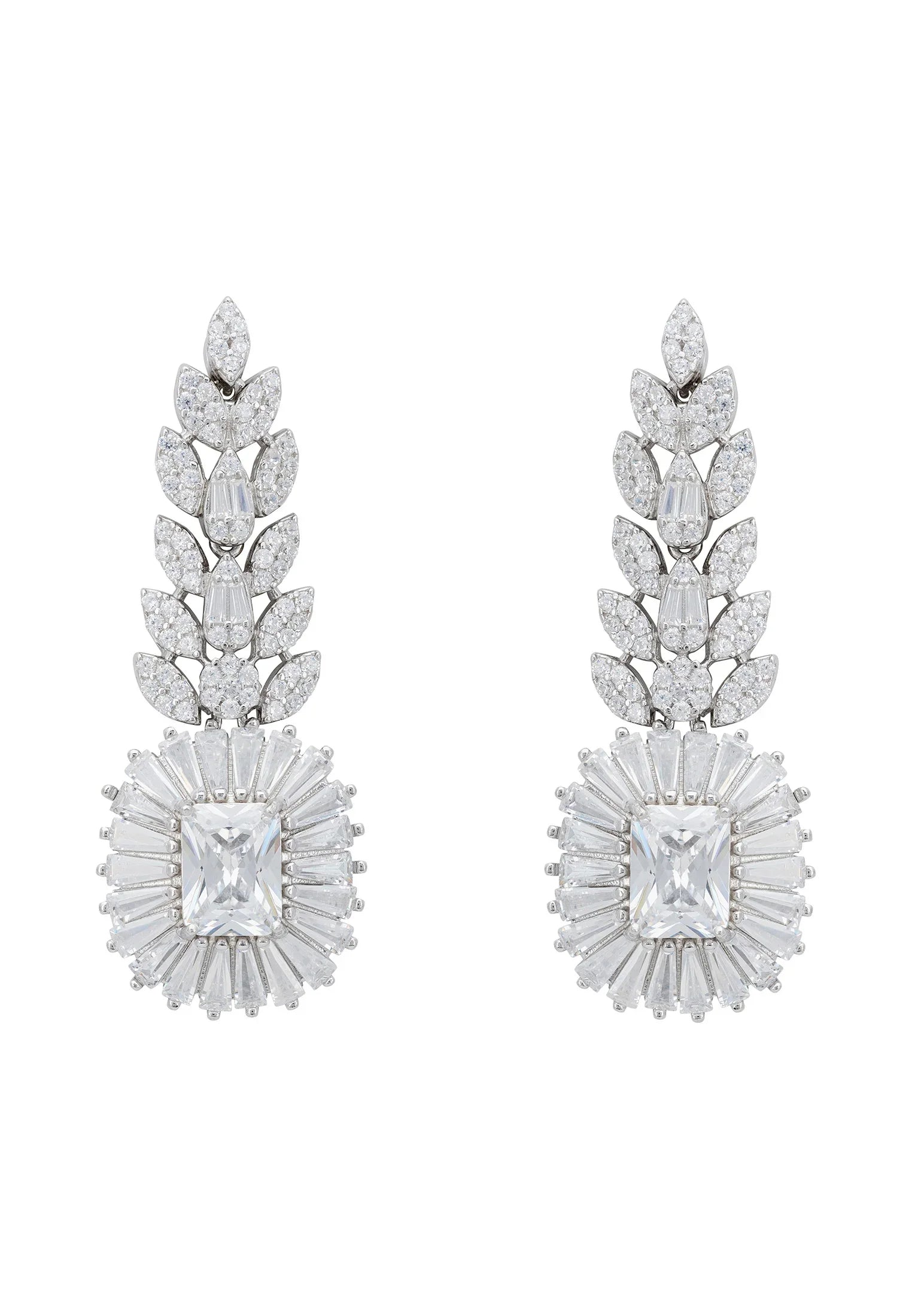 Floral diamond drop earrings.