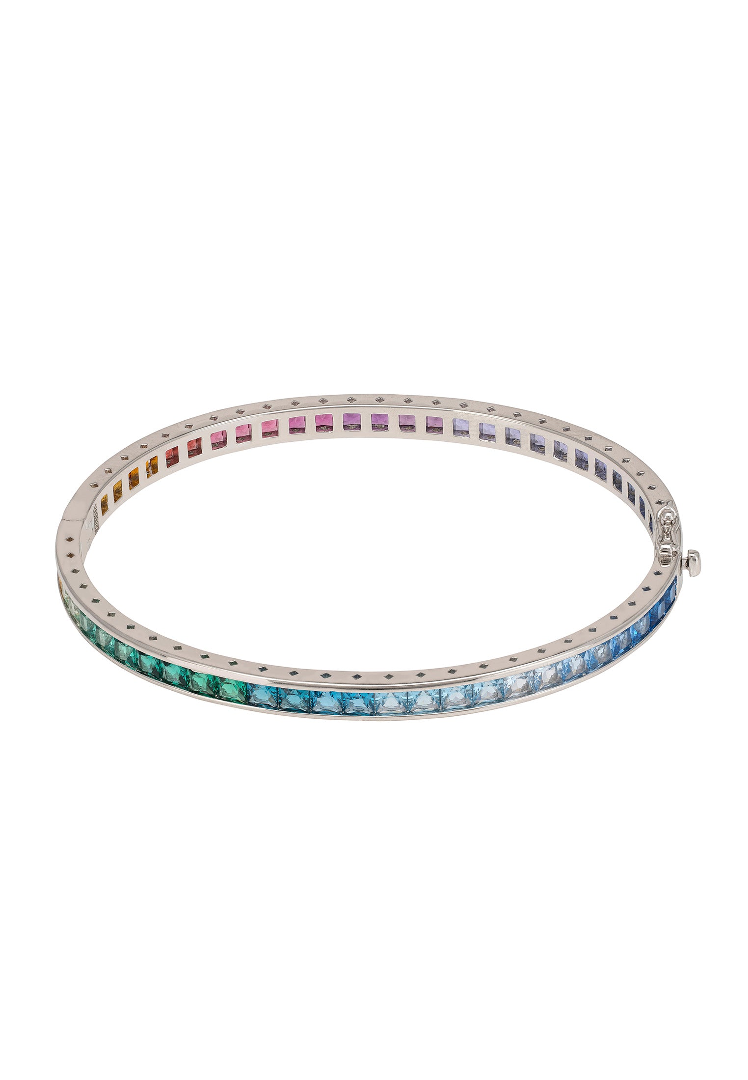 Multicolored gemstone bracelet on a white background