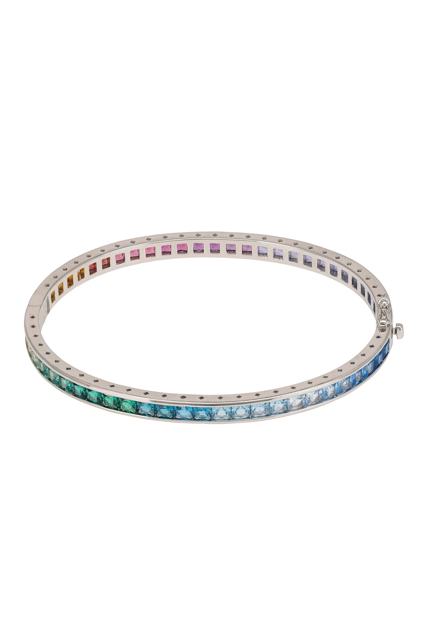 Multicolored gemstone bracelet on a white background