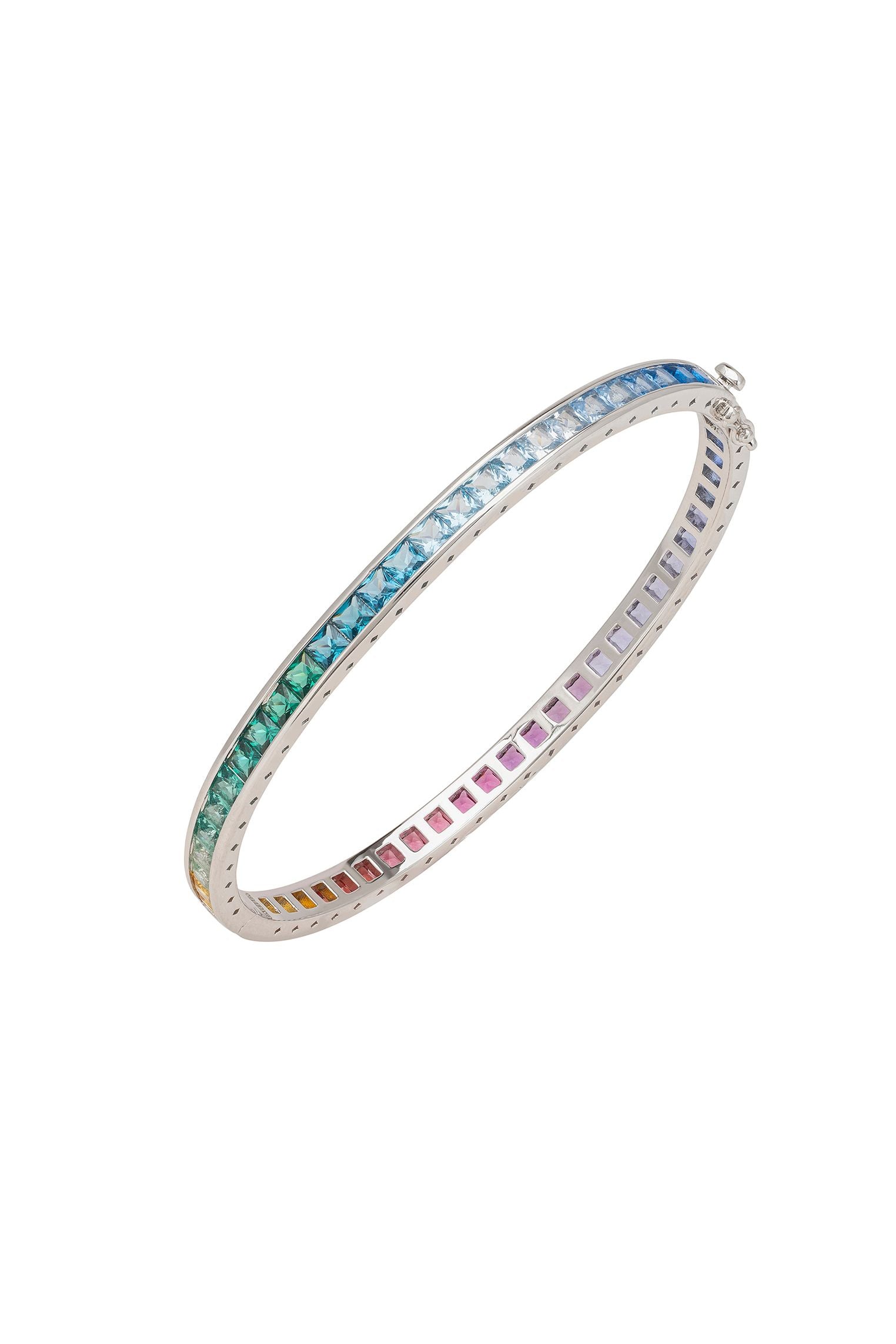 Judy Rainbow Cuff Bangle Silver