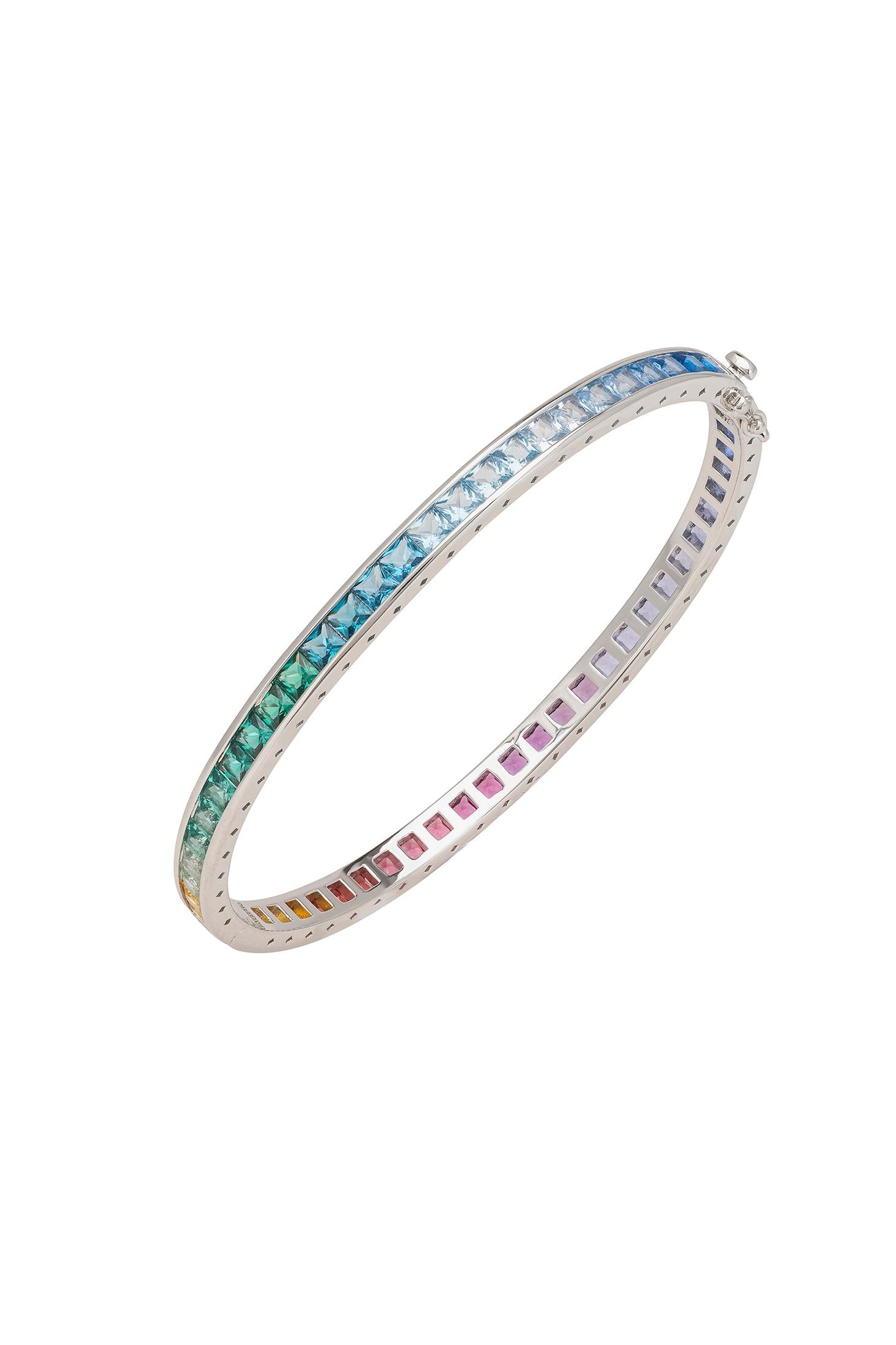 Multicolored gemstone bracelet on a white background