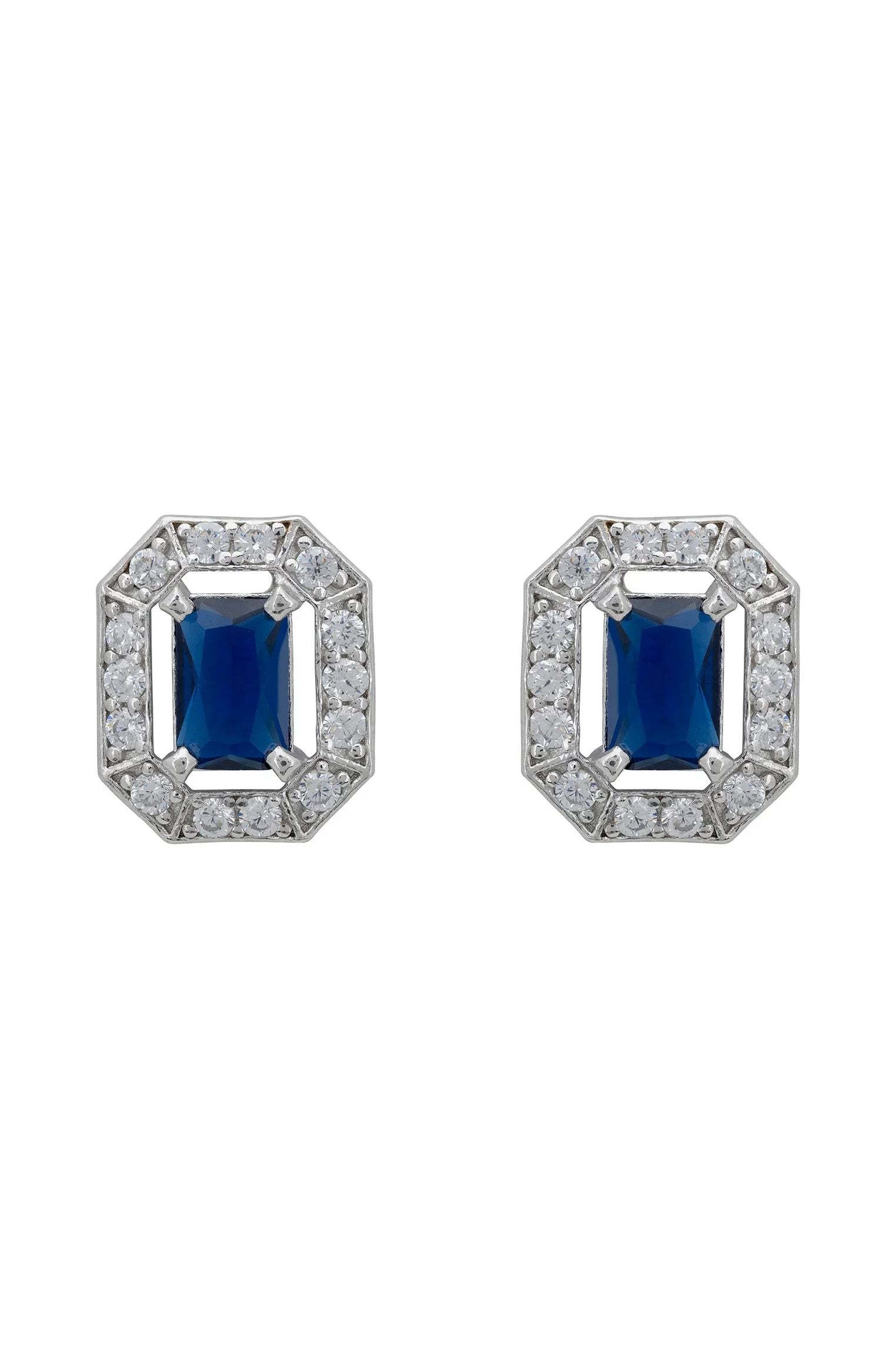 Diamond halo sapphire stud earrings.