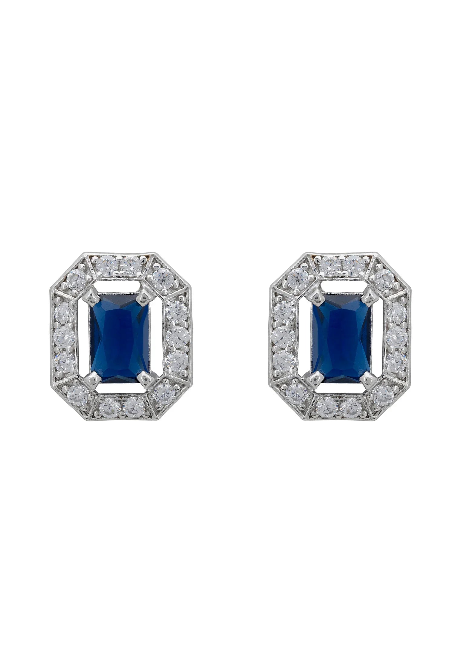 Diamond halo sapphire stud earrings.