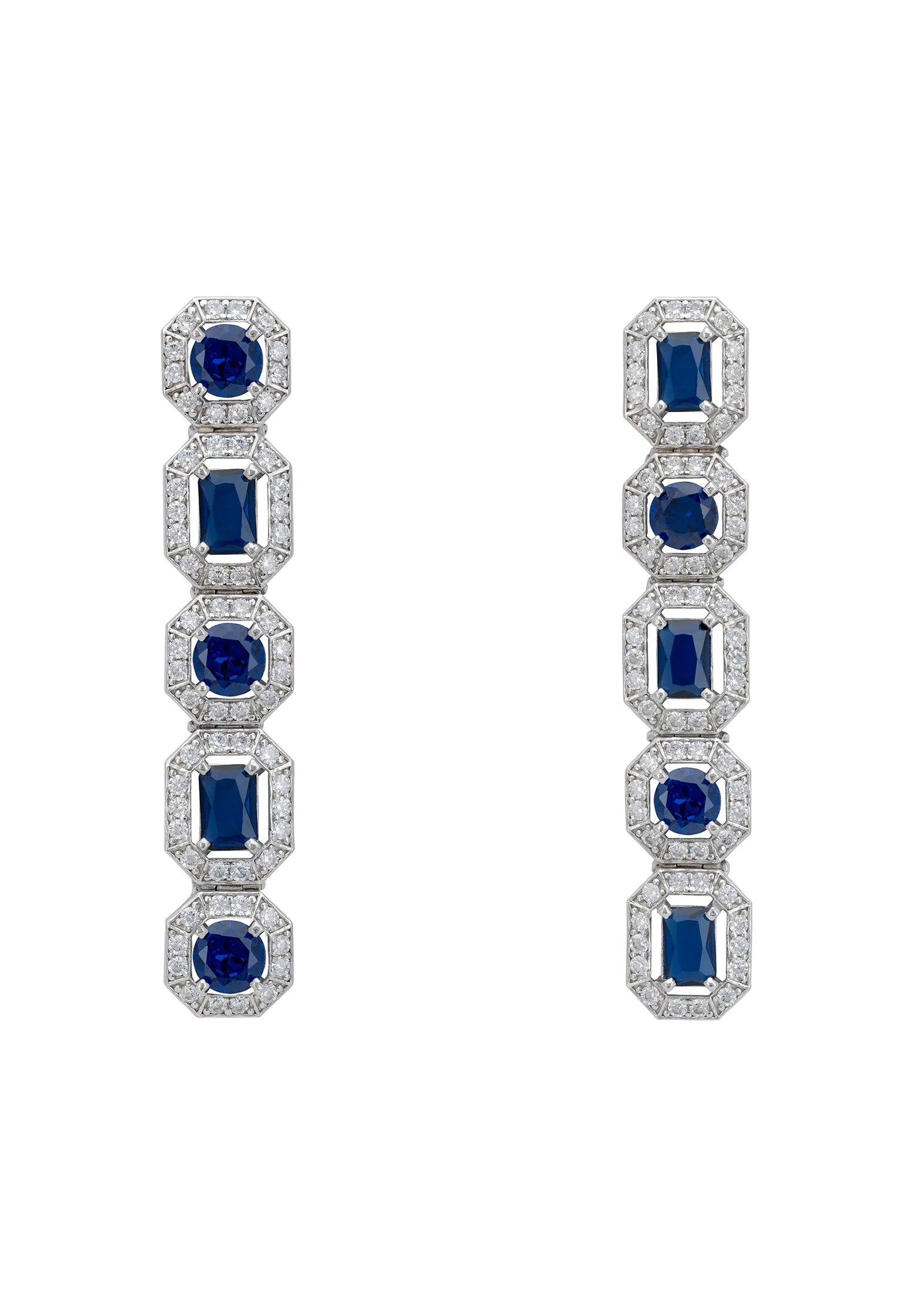 Diamond halo sapphire earrings.