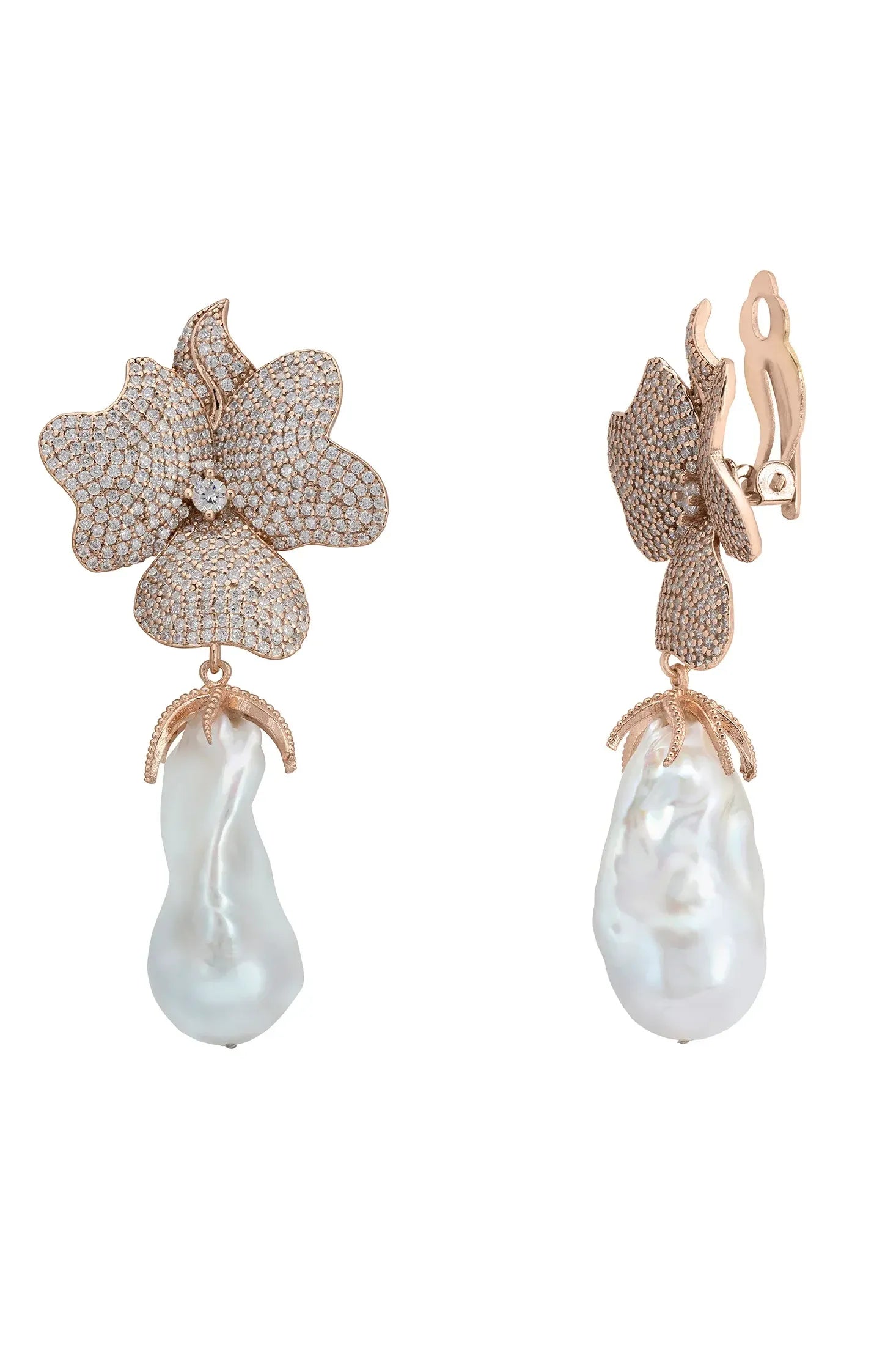 The clip-on backing of the earrings.