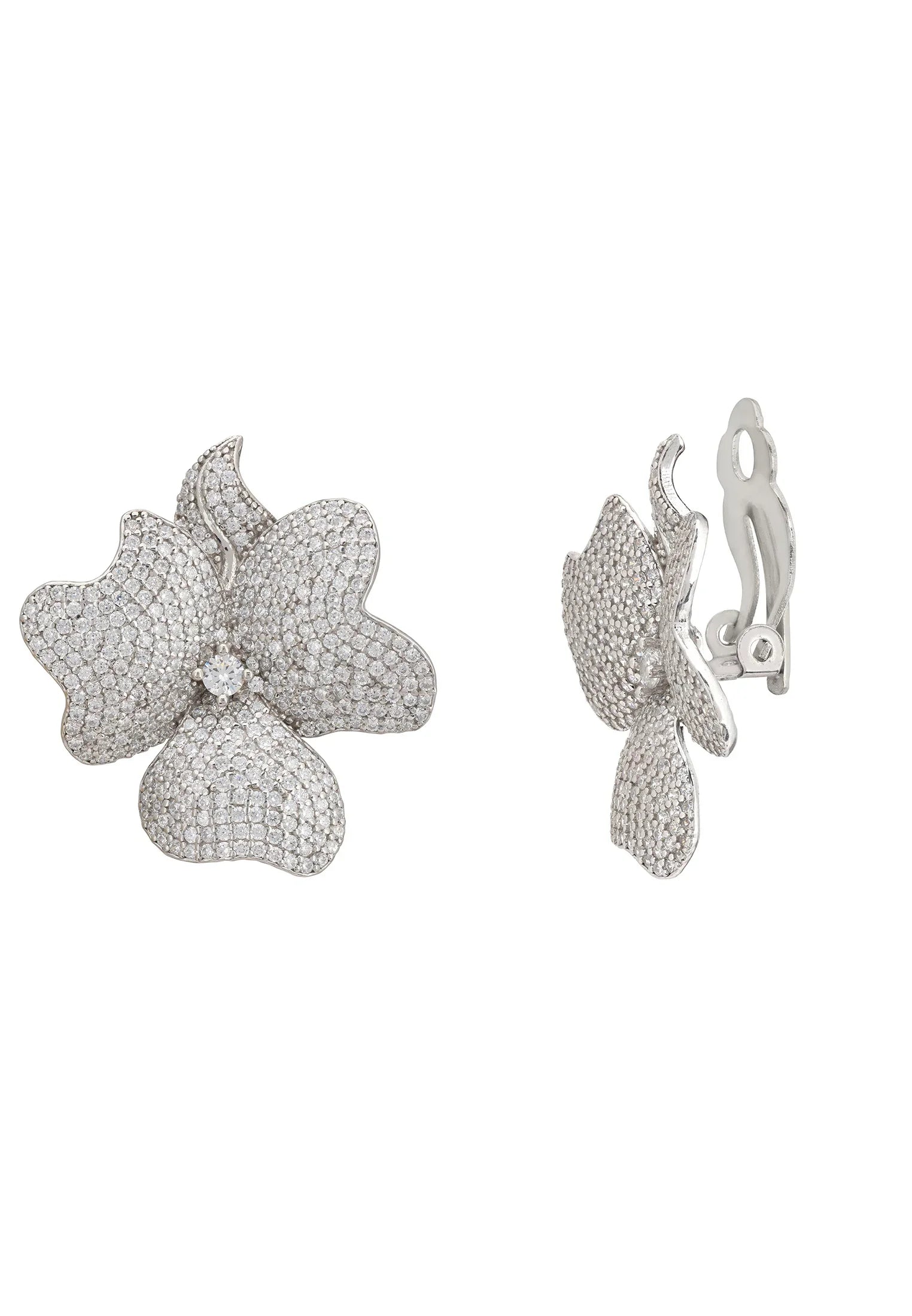 The clip-on backing of the earrings.