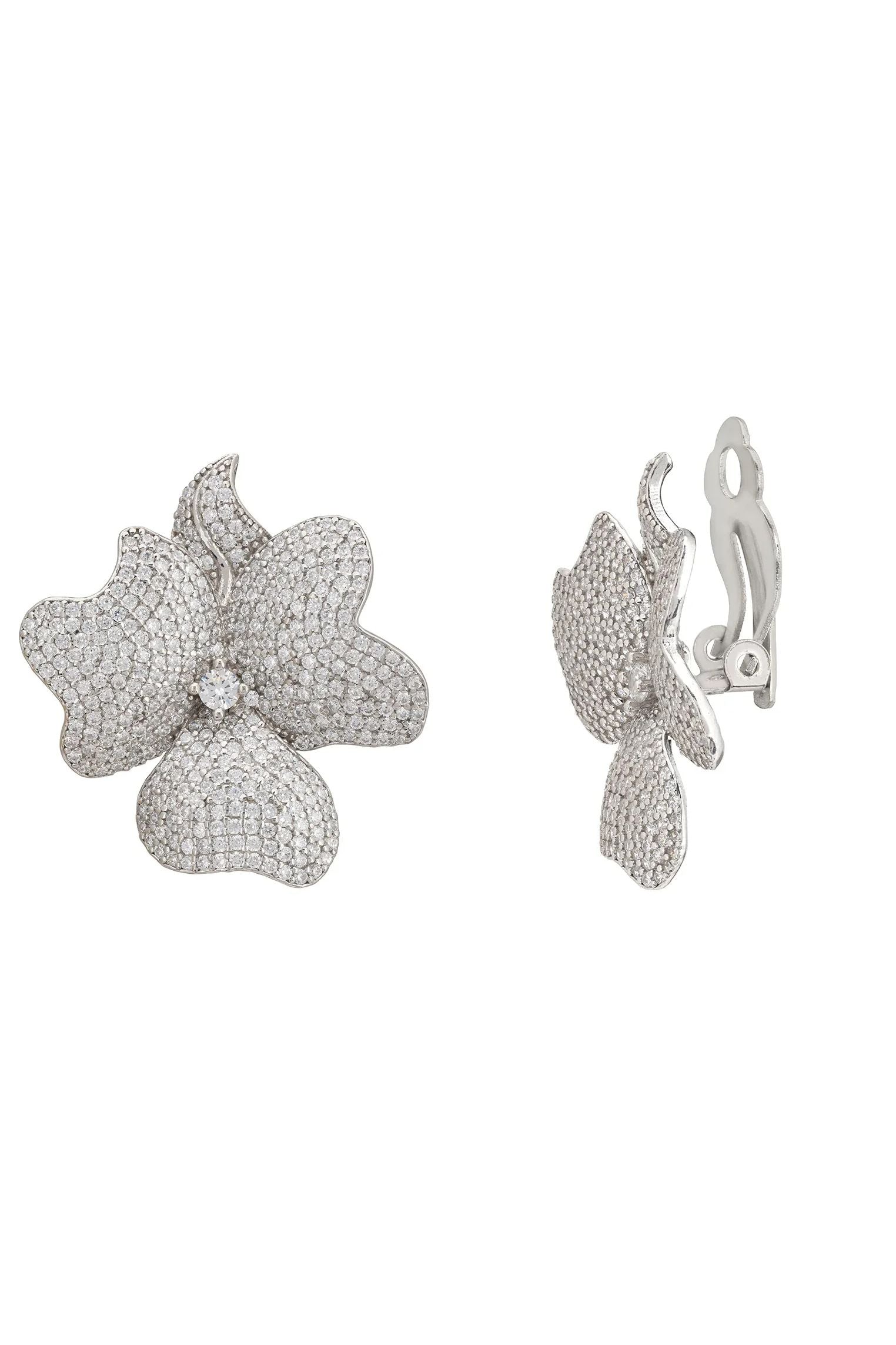 The clip-on backing of the earrings.