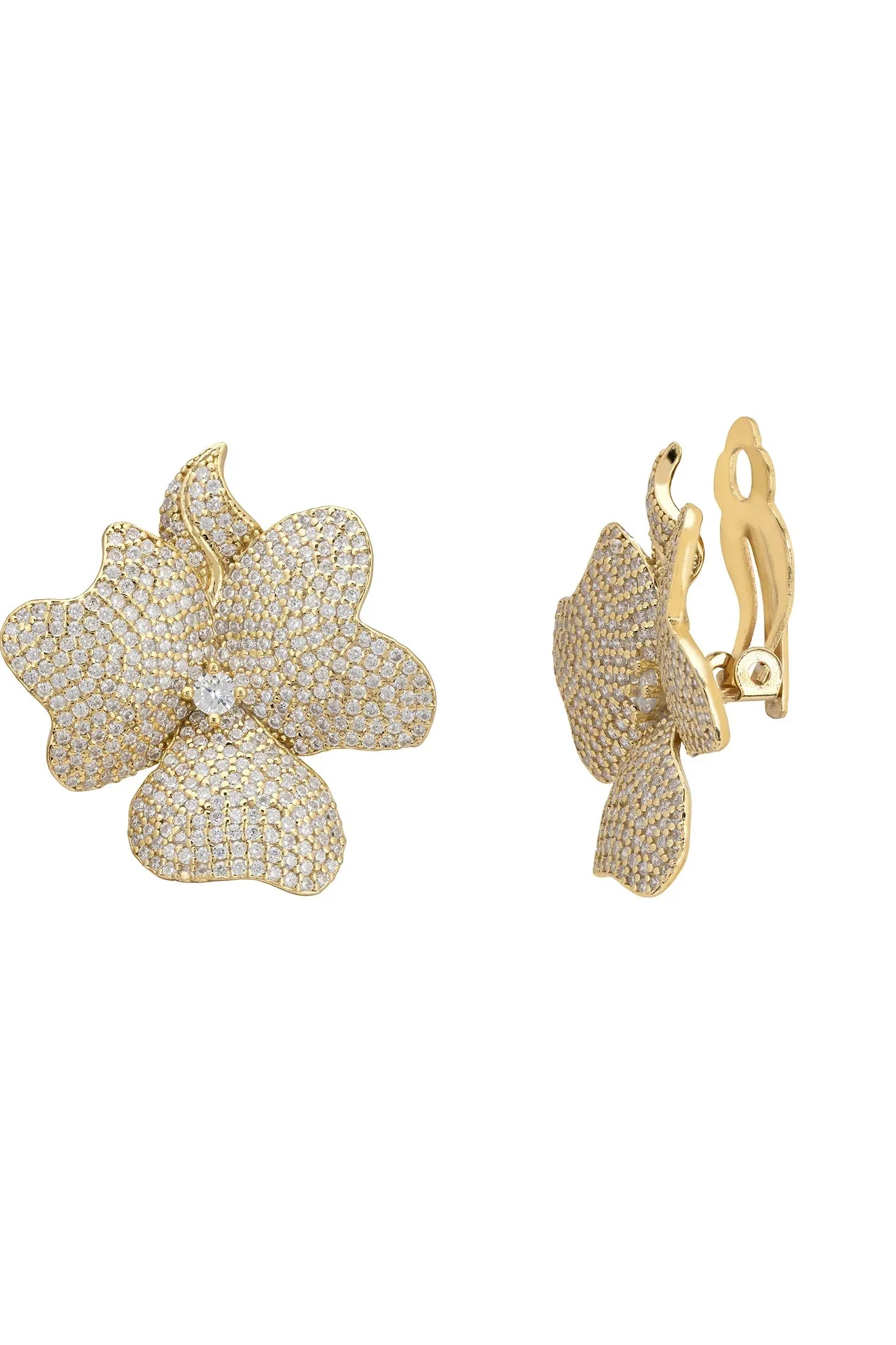 The clip-on backing of the earrings.