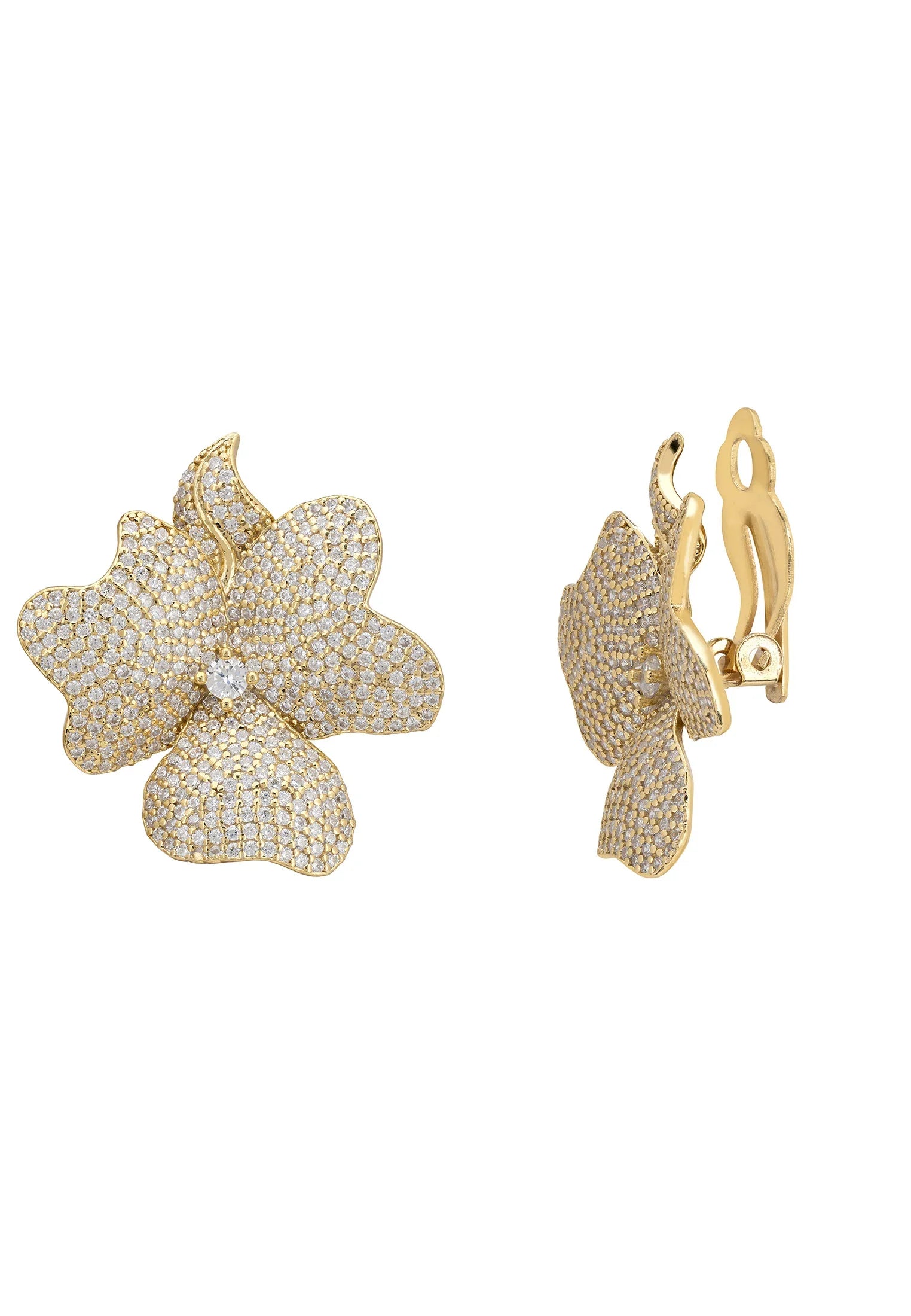 The clip-on backing of the earrings.