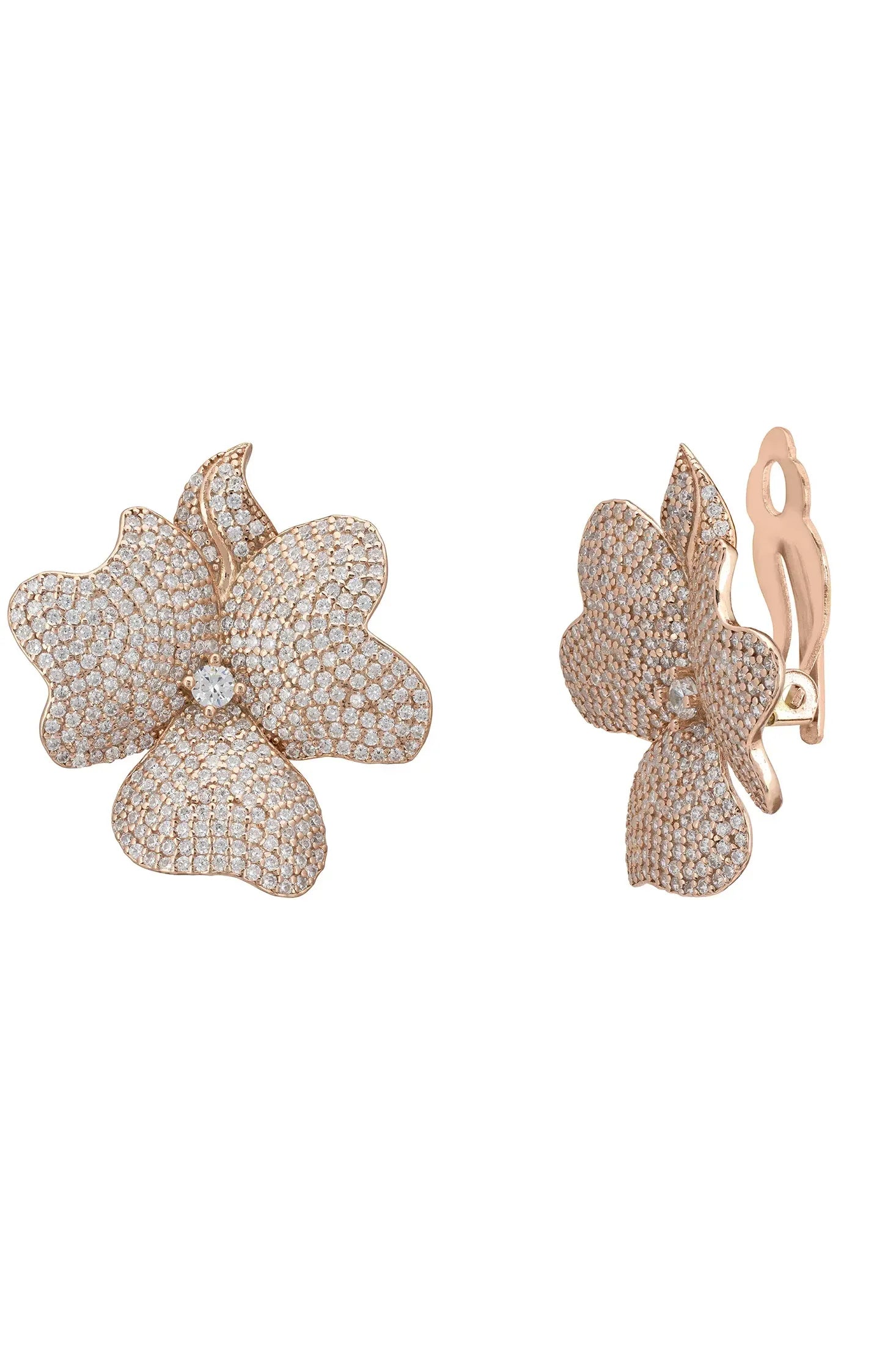 The clip-on backing of the earrings.