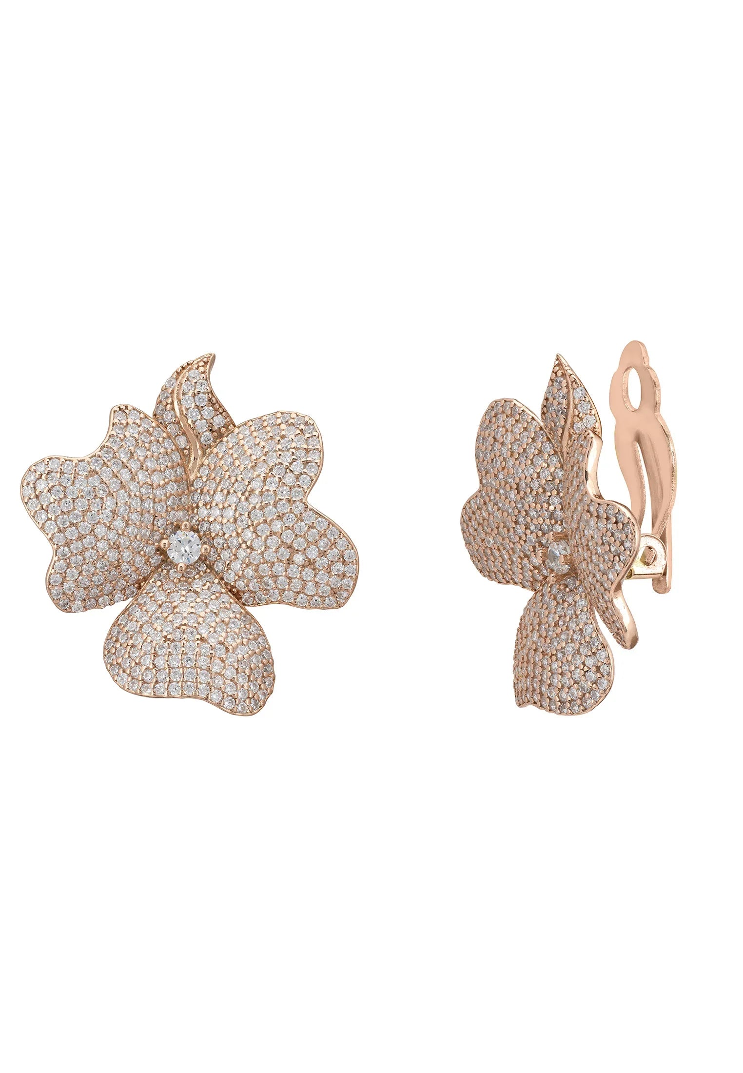 The clip-on backing of the earrings.