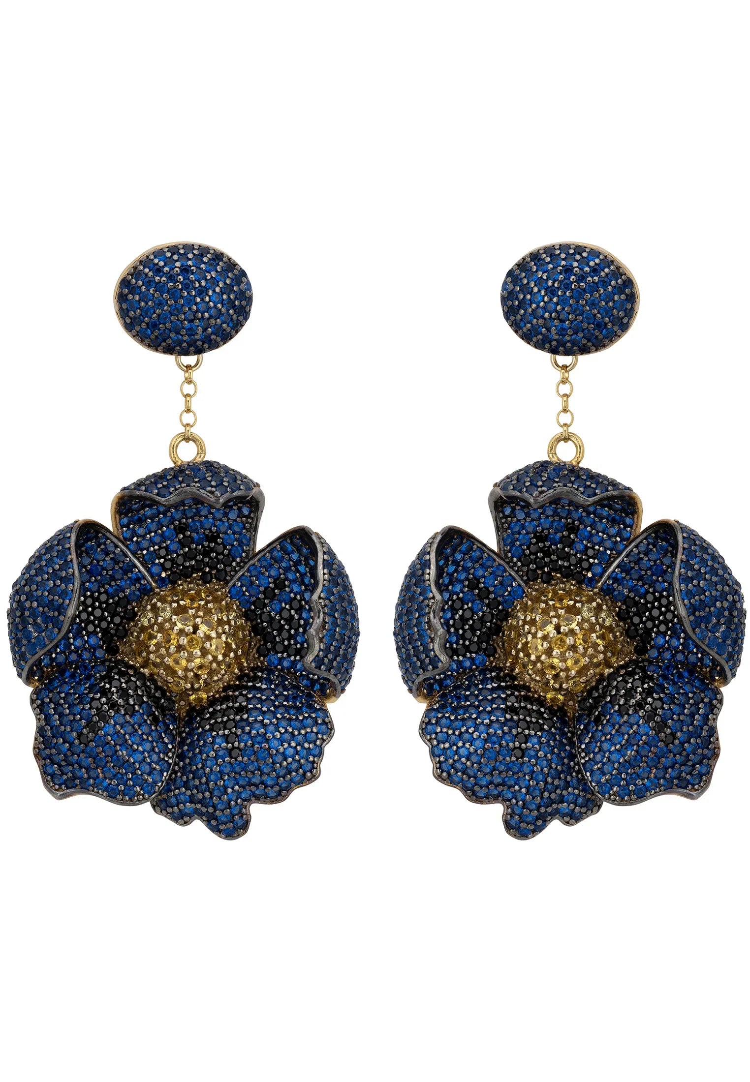 Sapphire poppy drop earrings.