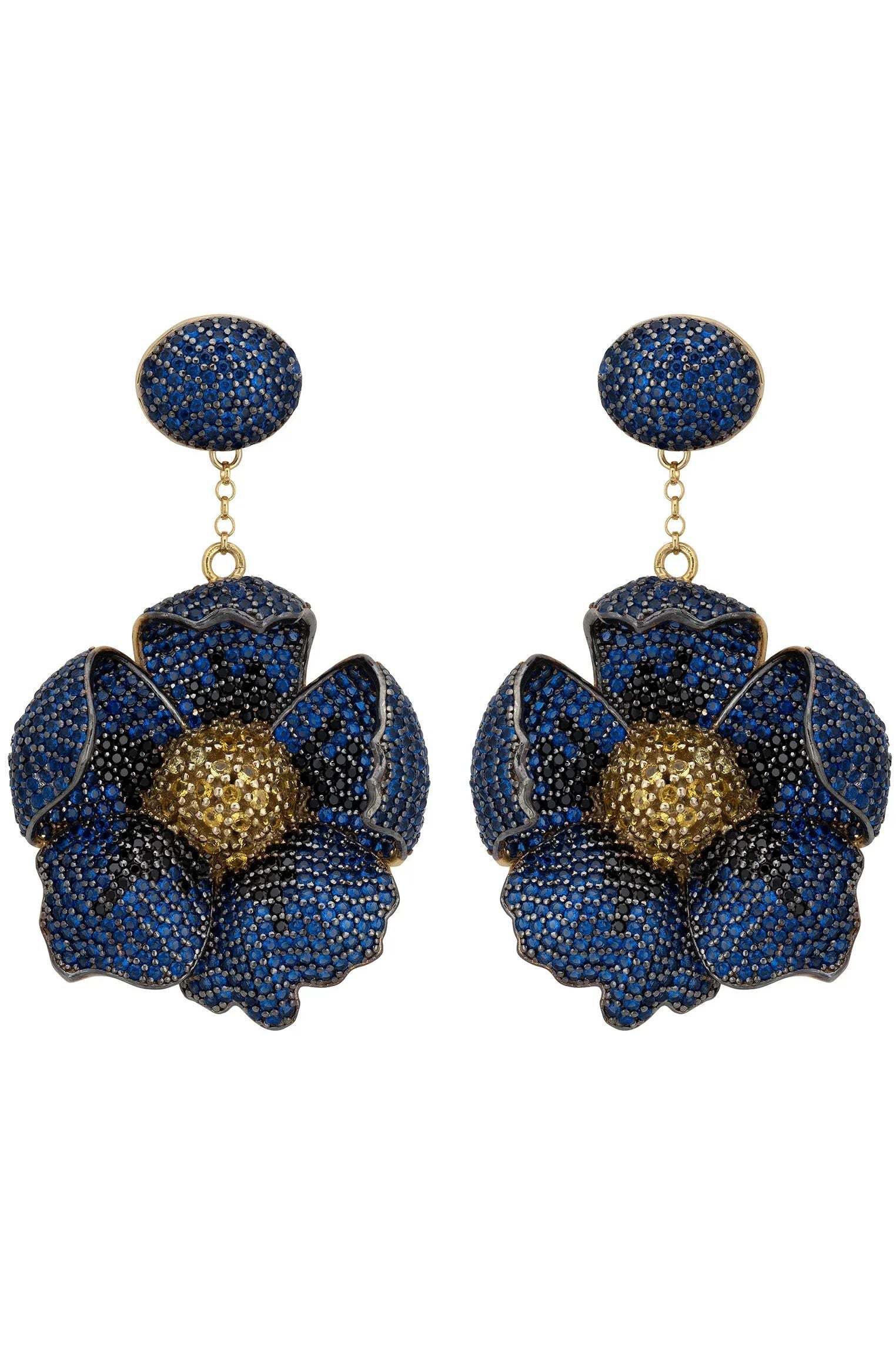 Sapphire poppy drop earrings.