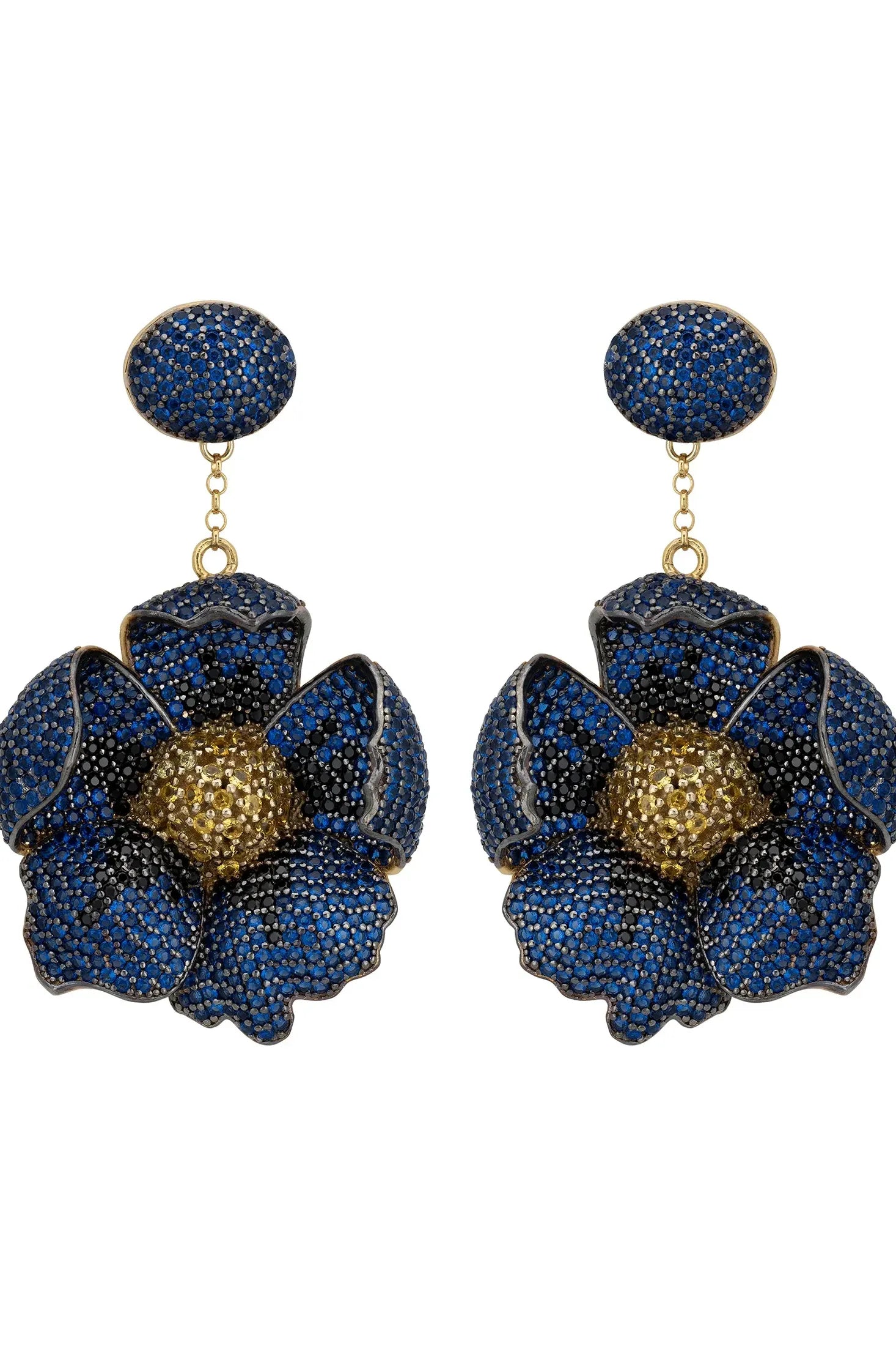 Sapphire poppy drop earrings.