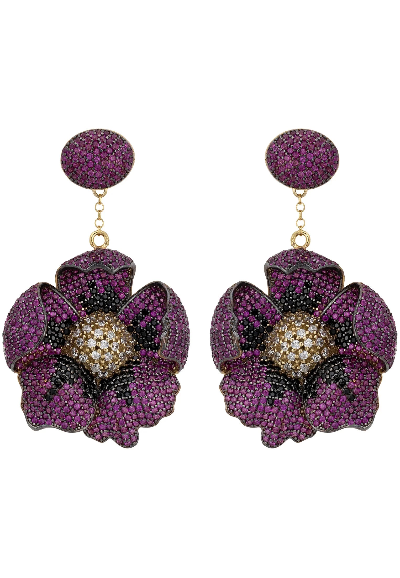 Purple poppy drop earrings.