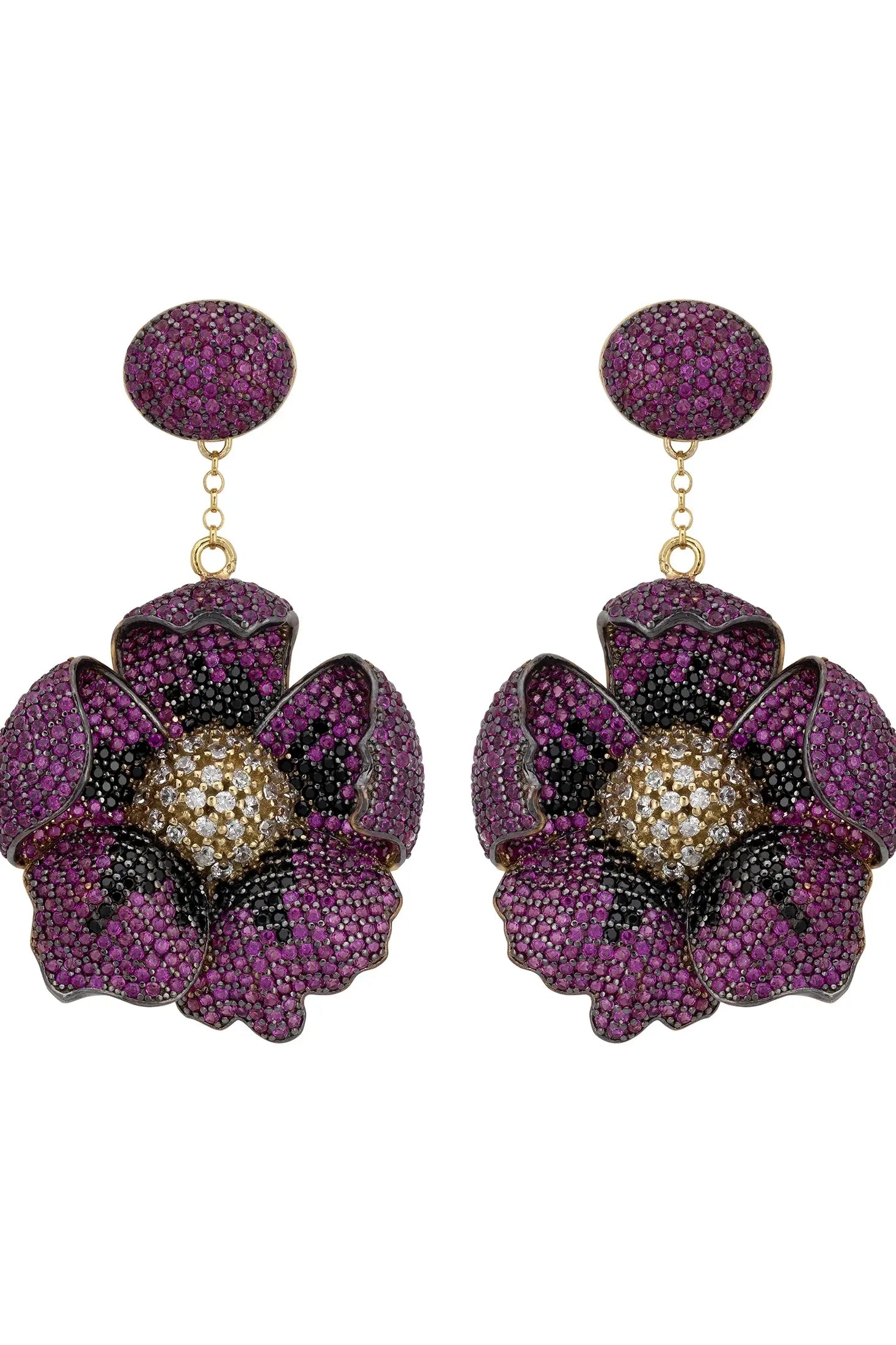 Purple poppy drop earrings.