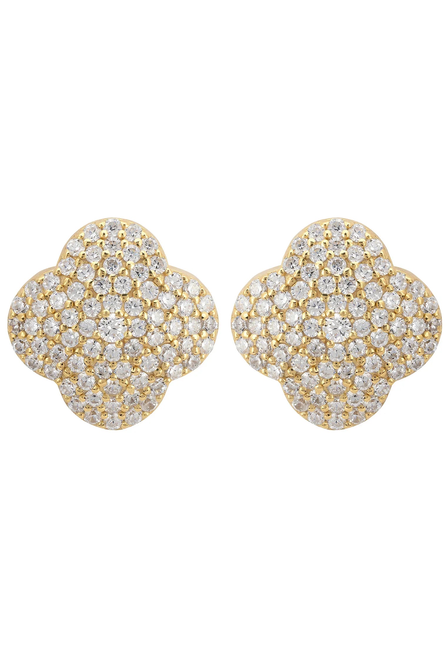 Diamond and gold clover stud earrings.