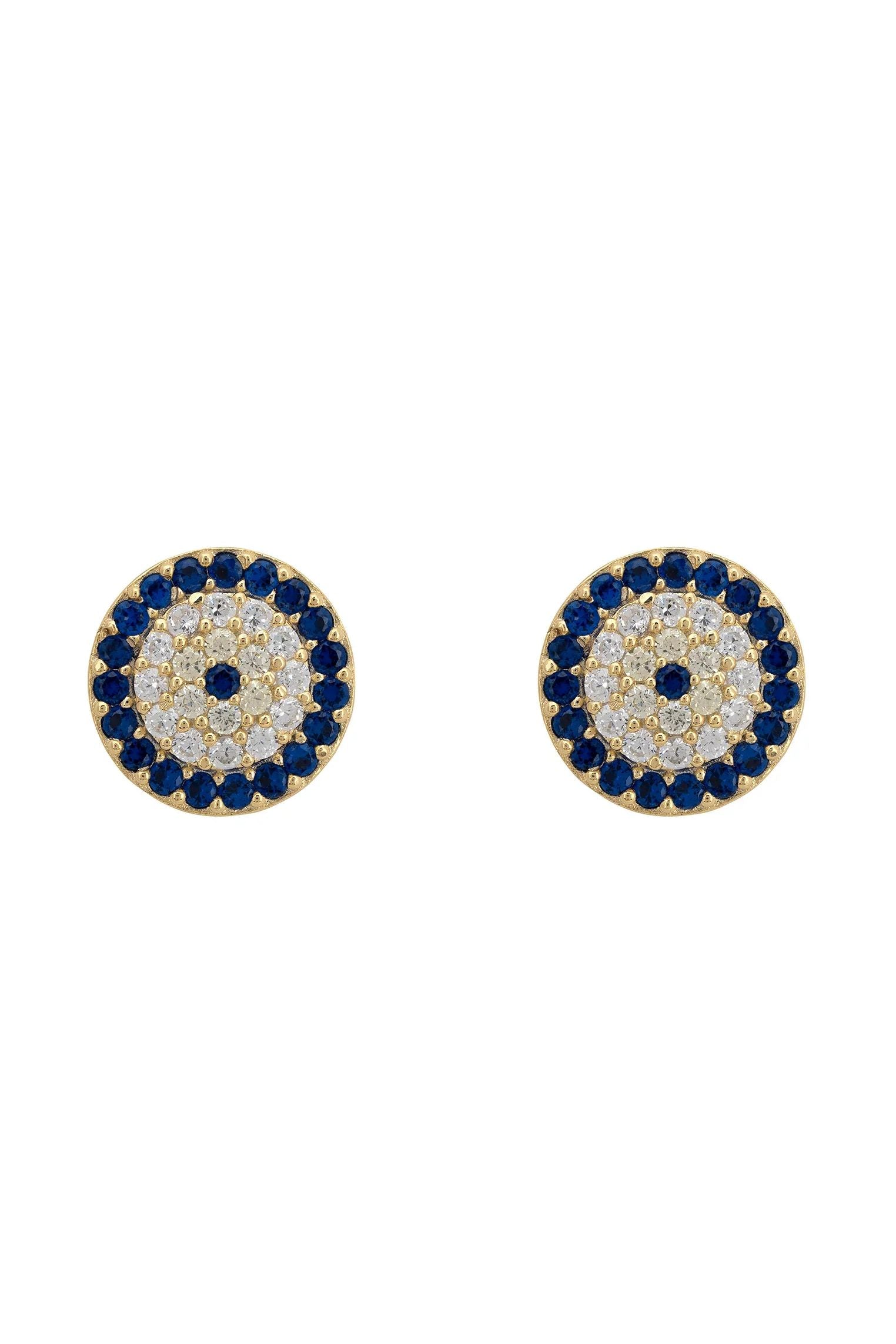 Gemstone evil eye stud earrings.