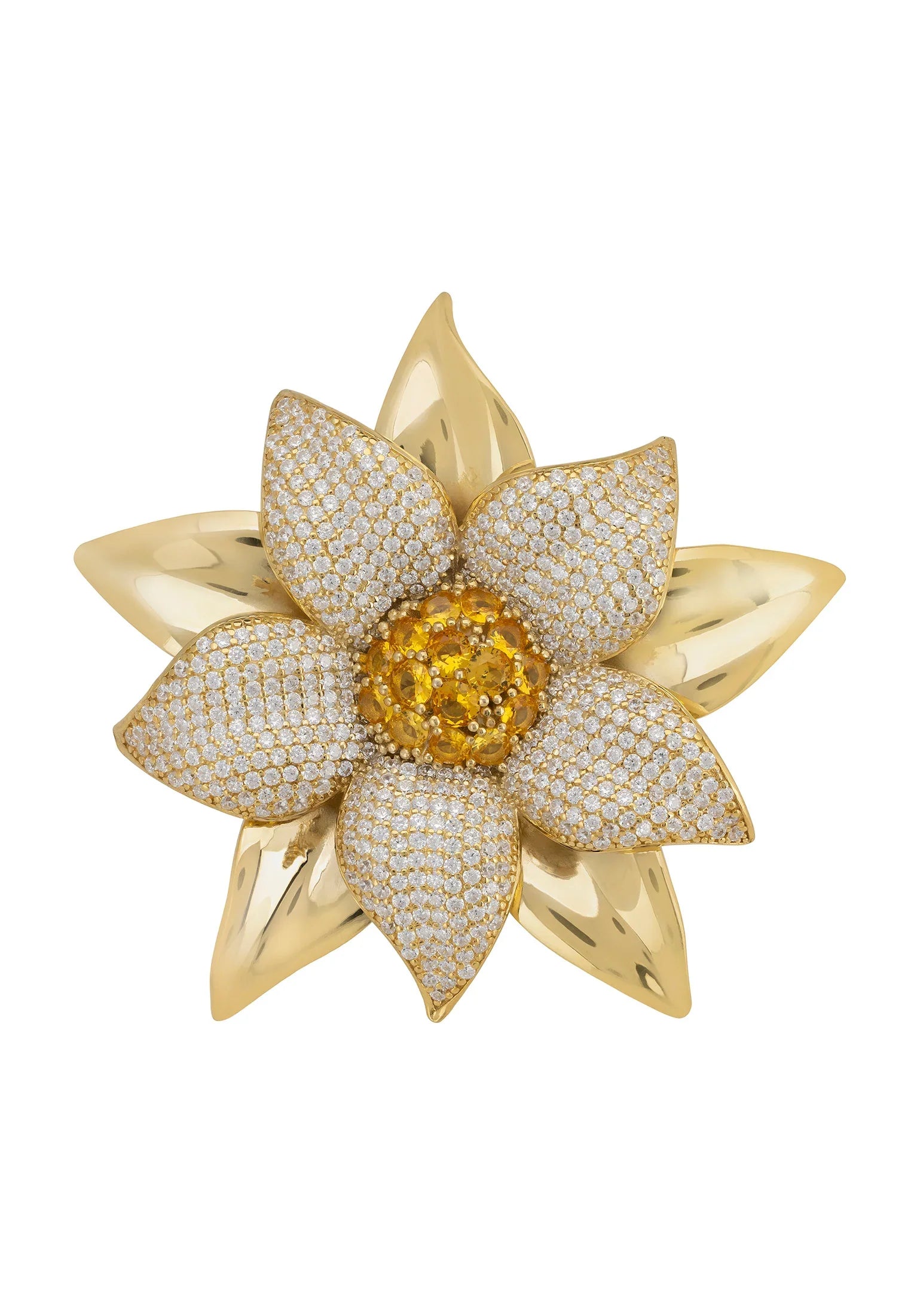 Gold large flower ring.