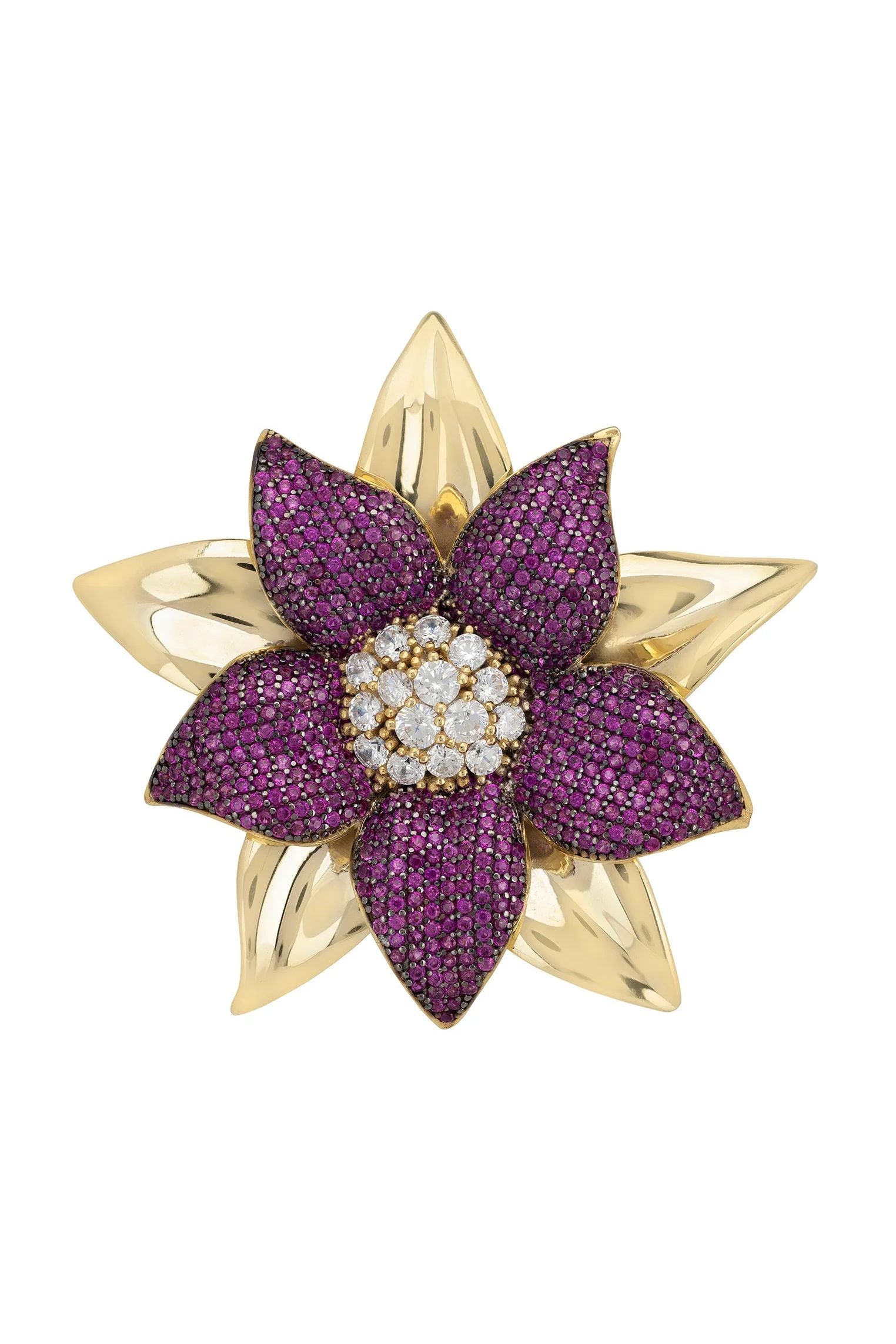 Gold and purple large flower ring.