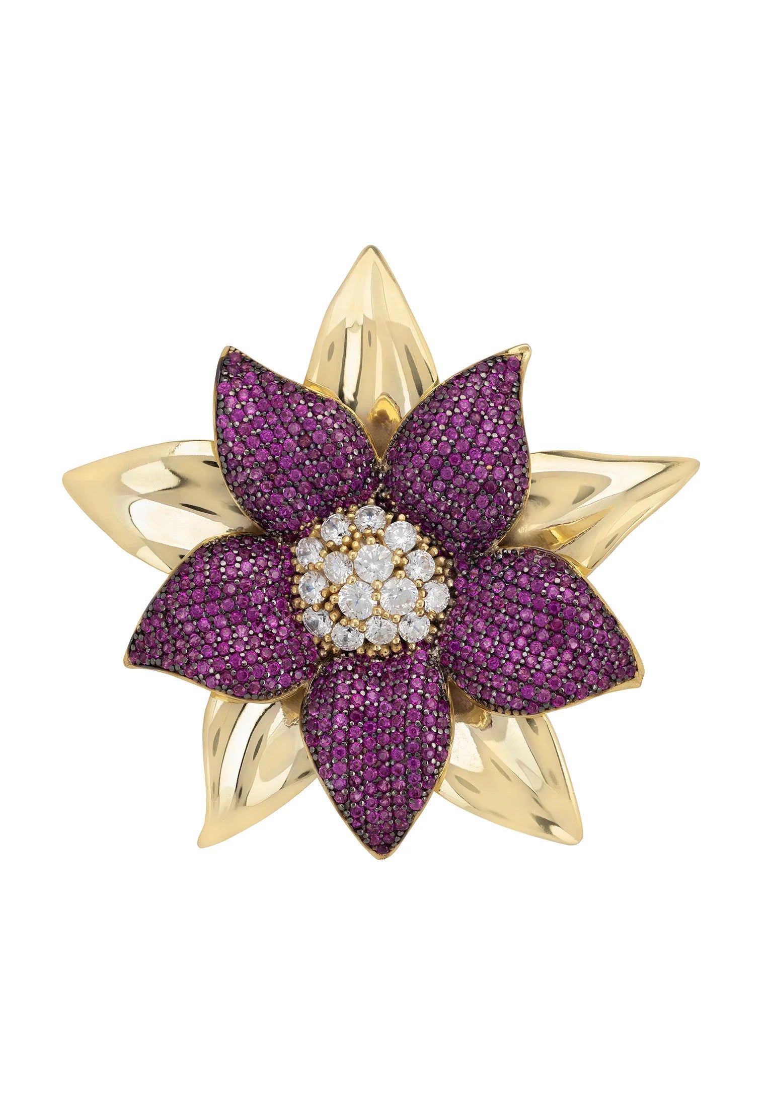 Gold and purple large flower ring.