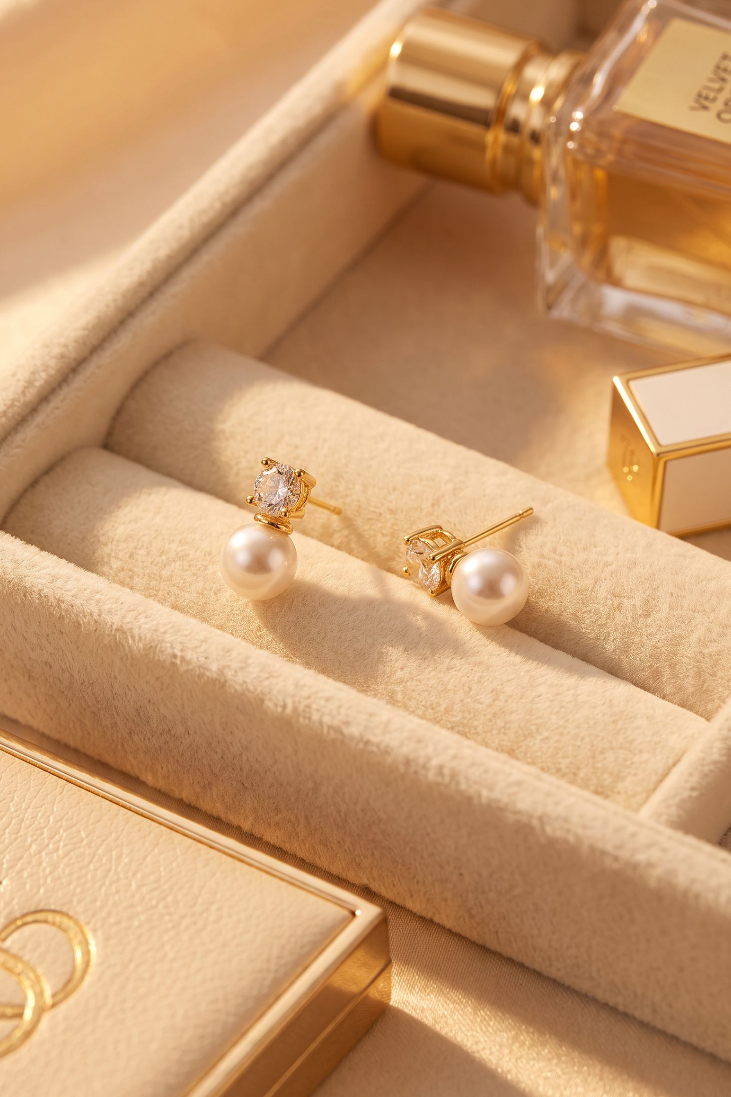 Classic Pearl Stud Earrings Cz Silver